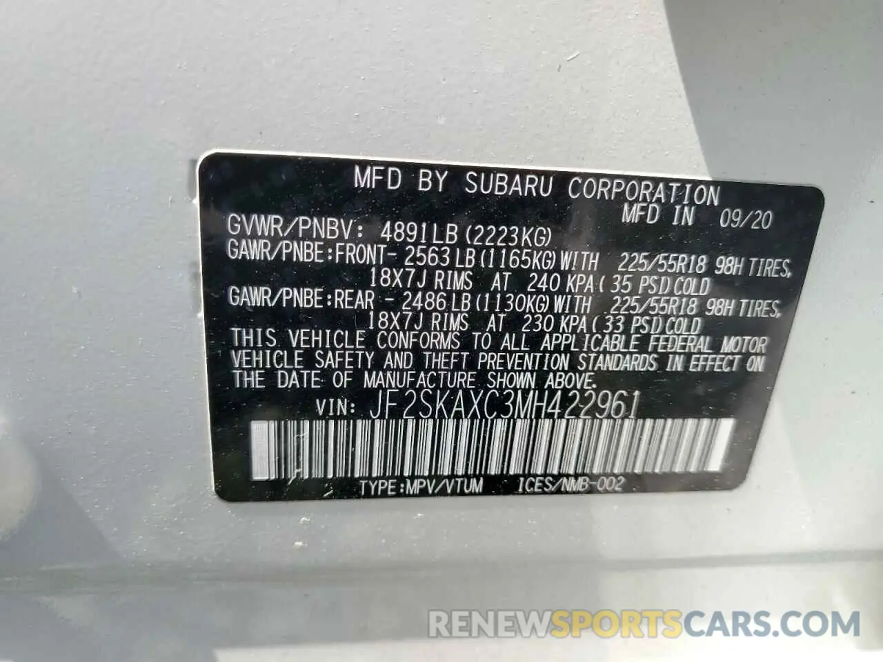 13 Photograph of a damaged car JF2SKAXC3MH422961 SUBARU FORESTER 2021