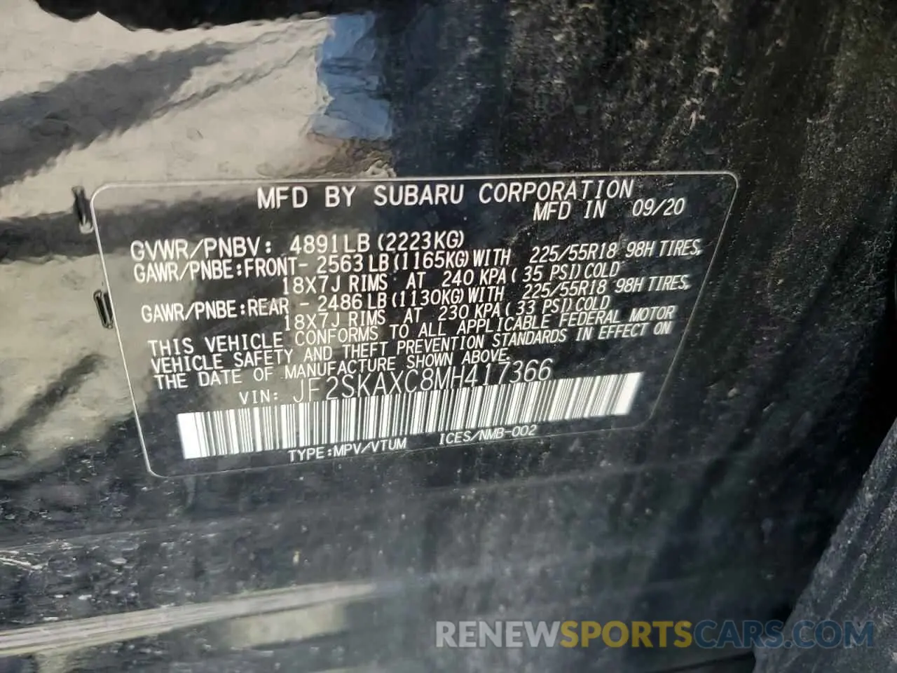 13 Photograph of a damaged car JF2SKAXC8MH417366 SUBARU FORESTER 2021