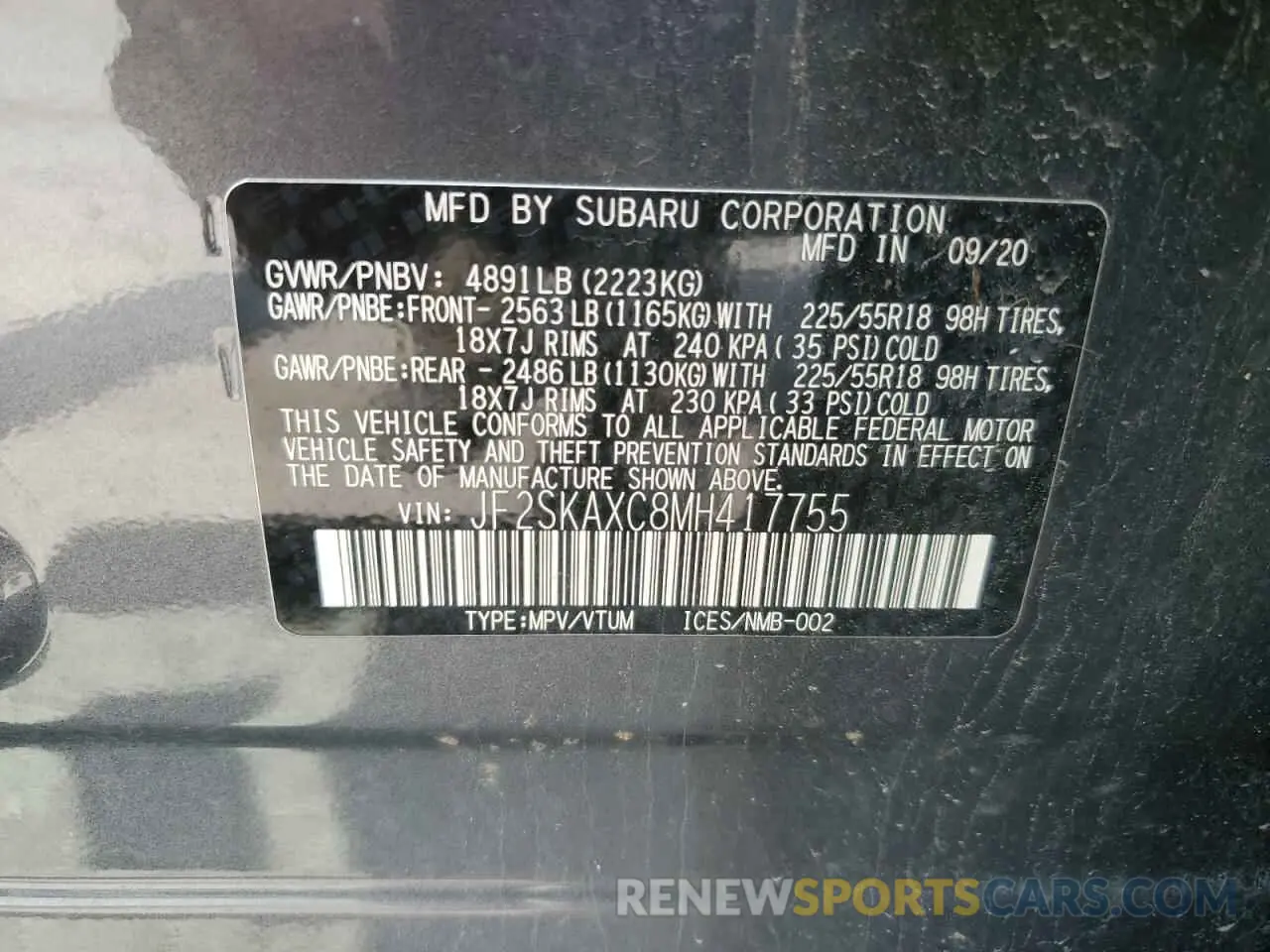 13 Photograph of a damaged car JF2SKAXC8MH417755 SUBARU FORESTER 2021