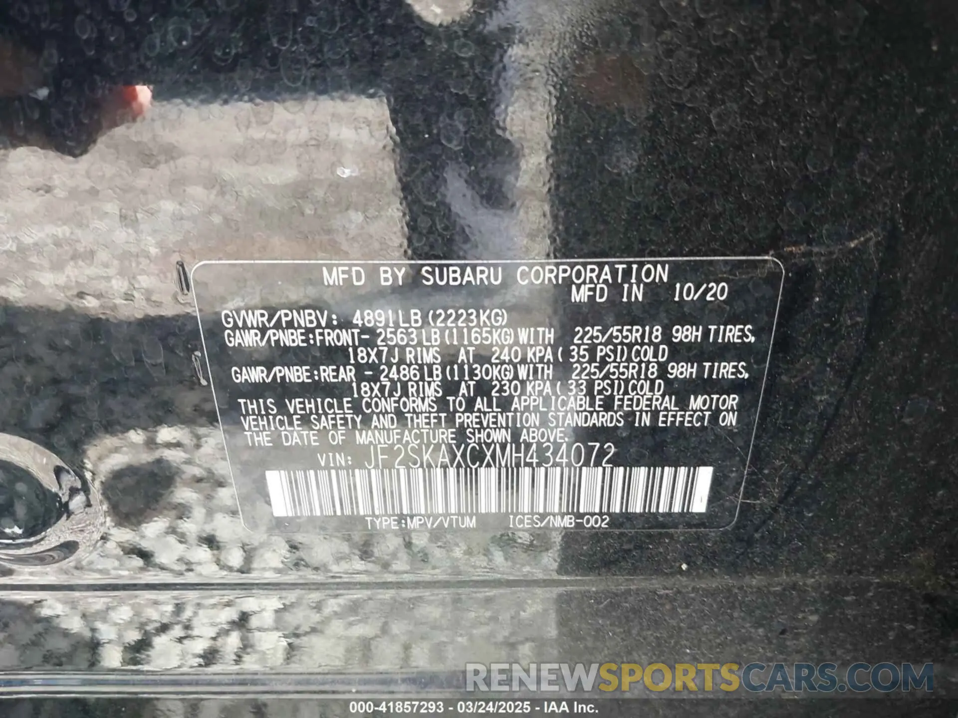 9 Photograph of a damaged car JF2SKAXCXMH434072 SUBARU FORESTER 2021