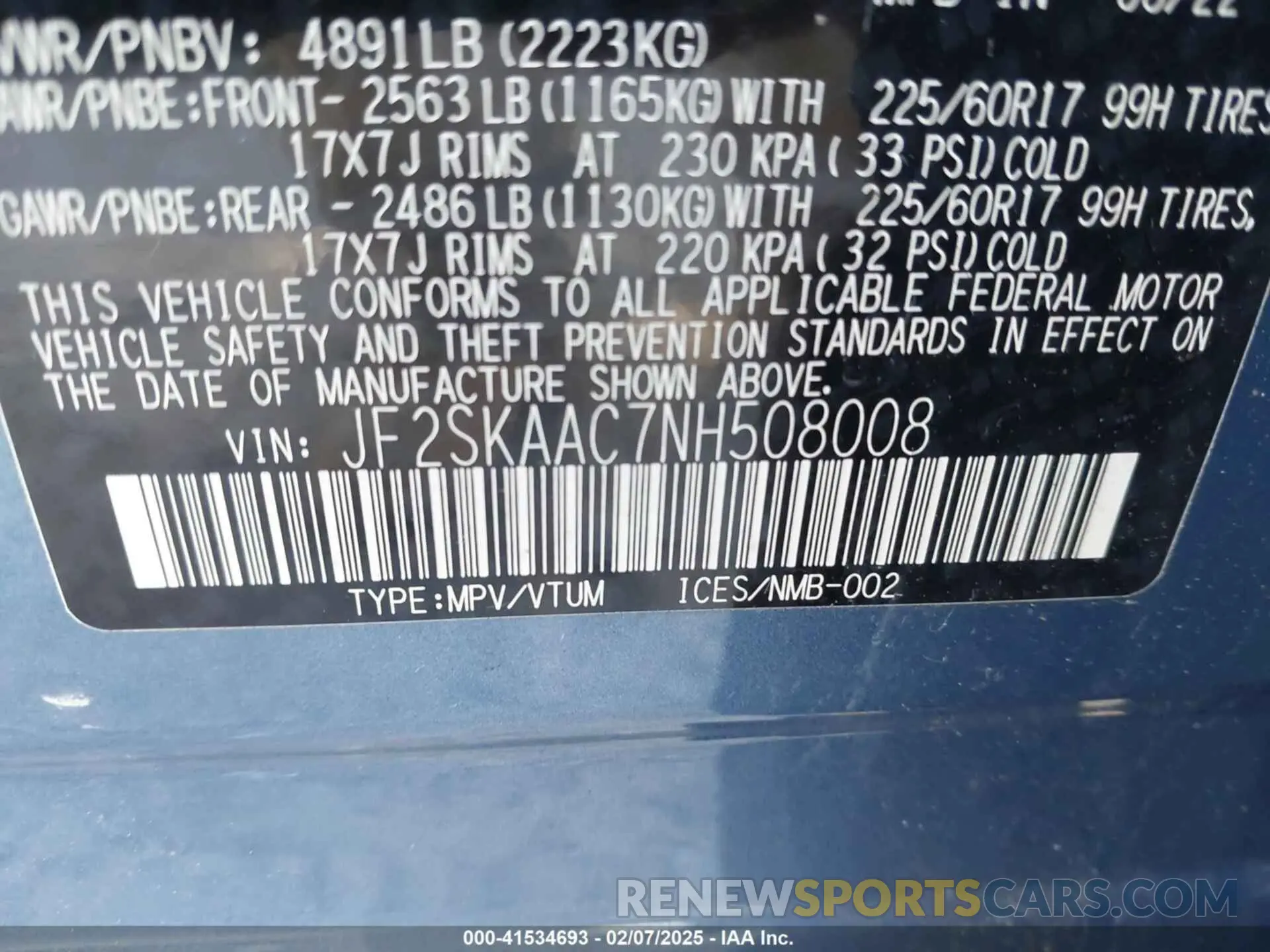9 Photograph of a damaged car JF2SKAAC7NH508008 SUBARU FORESTER 2022