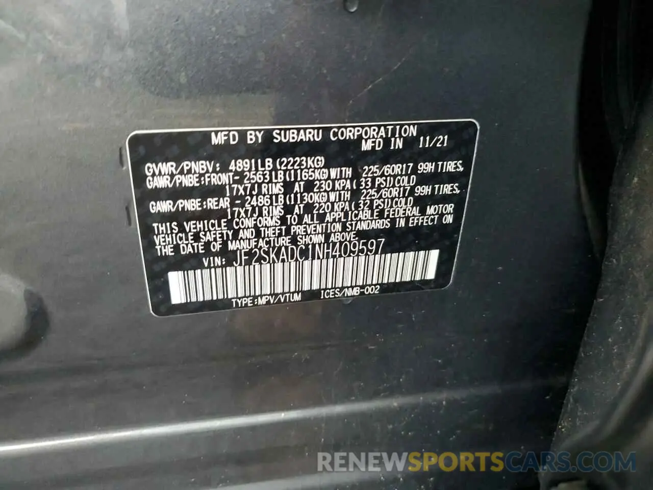 14 Photograph of a damaged car JF2SKADC1NH409597 SUBARU FORESTER 2022