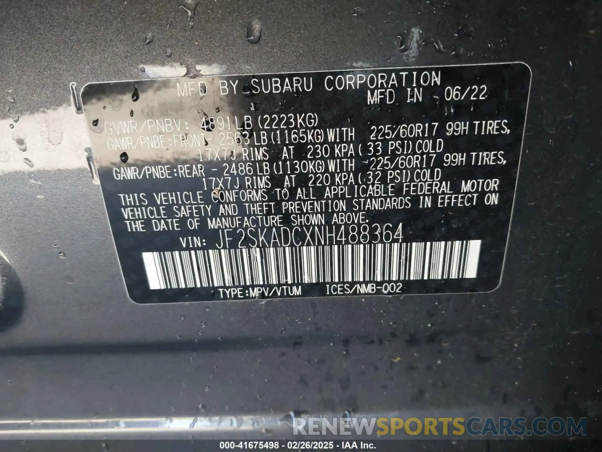 9 Photograph of a damaged car JF2SKADCXNH488364 SUBARU FORESTER 2022