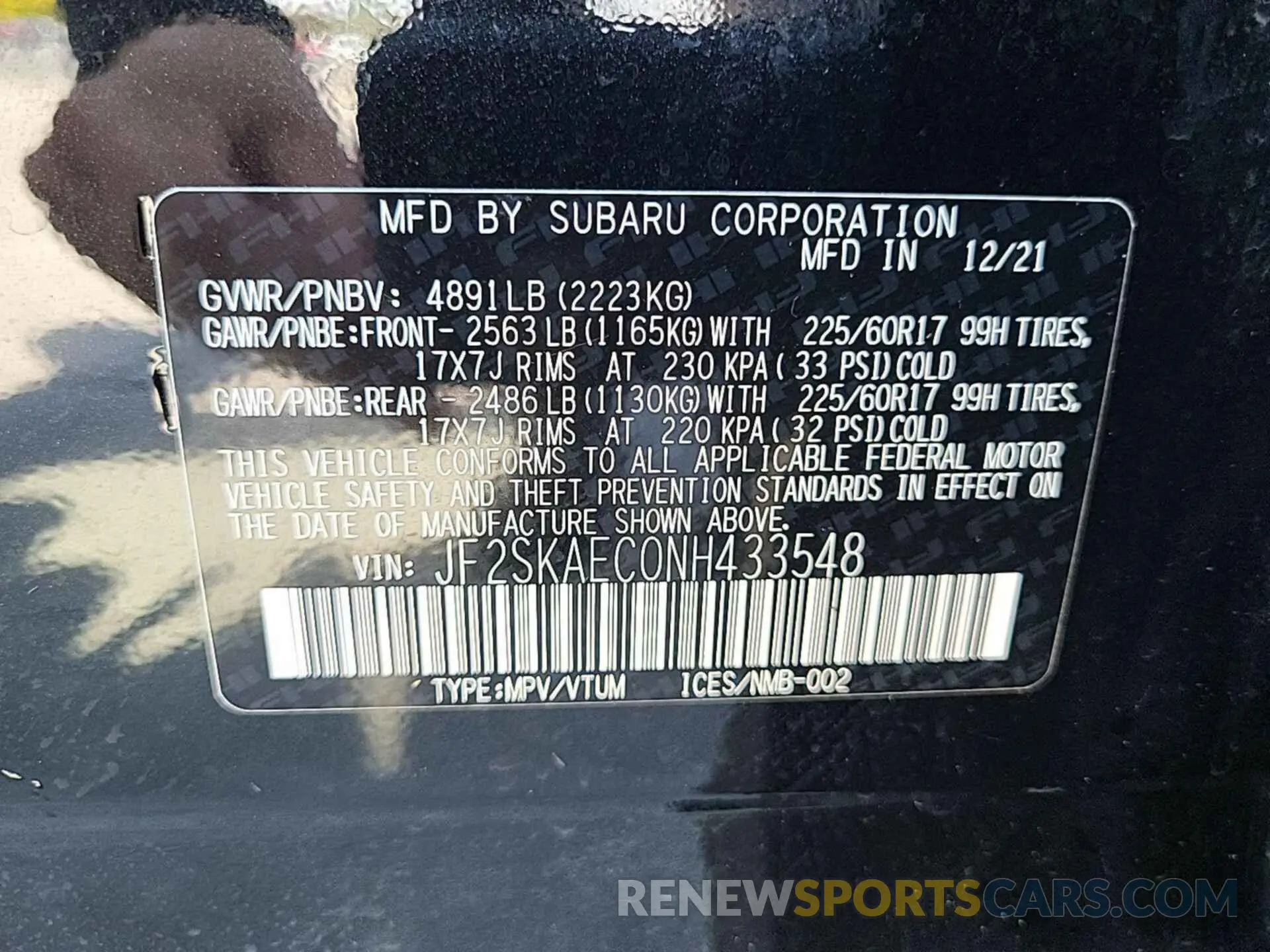 14 Photograph of a damaged car JF2SKAEC0NH433548 SUBARU FORESTER 2022