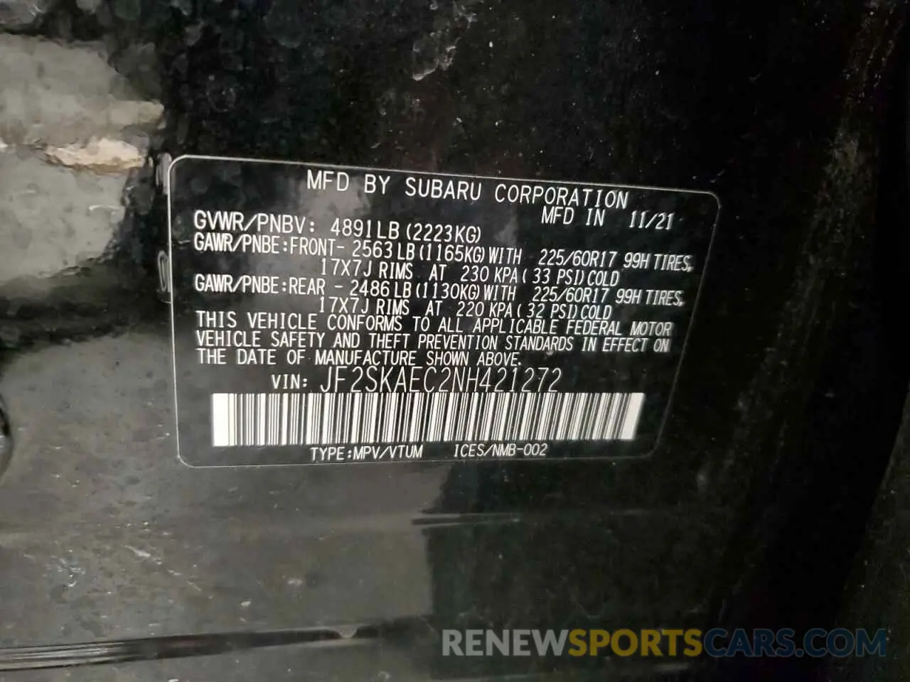 12 Photograph of a damaged car JF2SKAEC2NH421272 SUBARU FORESTER 2022