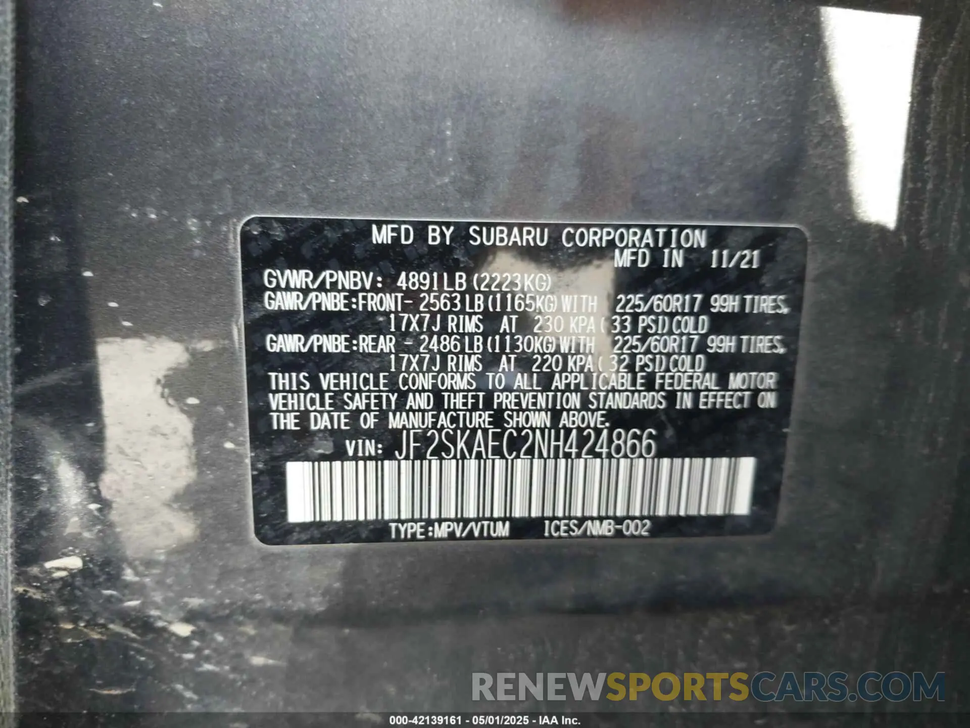 9 Photograph of a damaged car JF2SKAEC2NH424866 SUBARU FORESTER 2022
