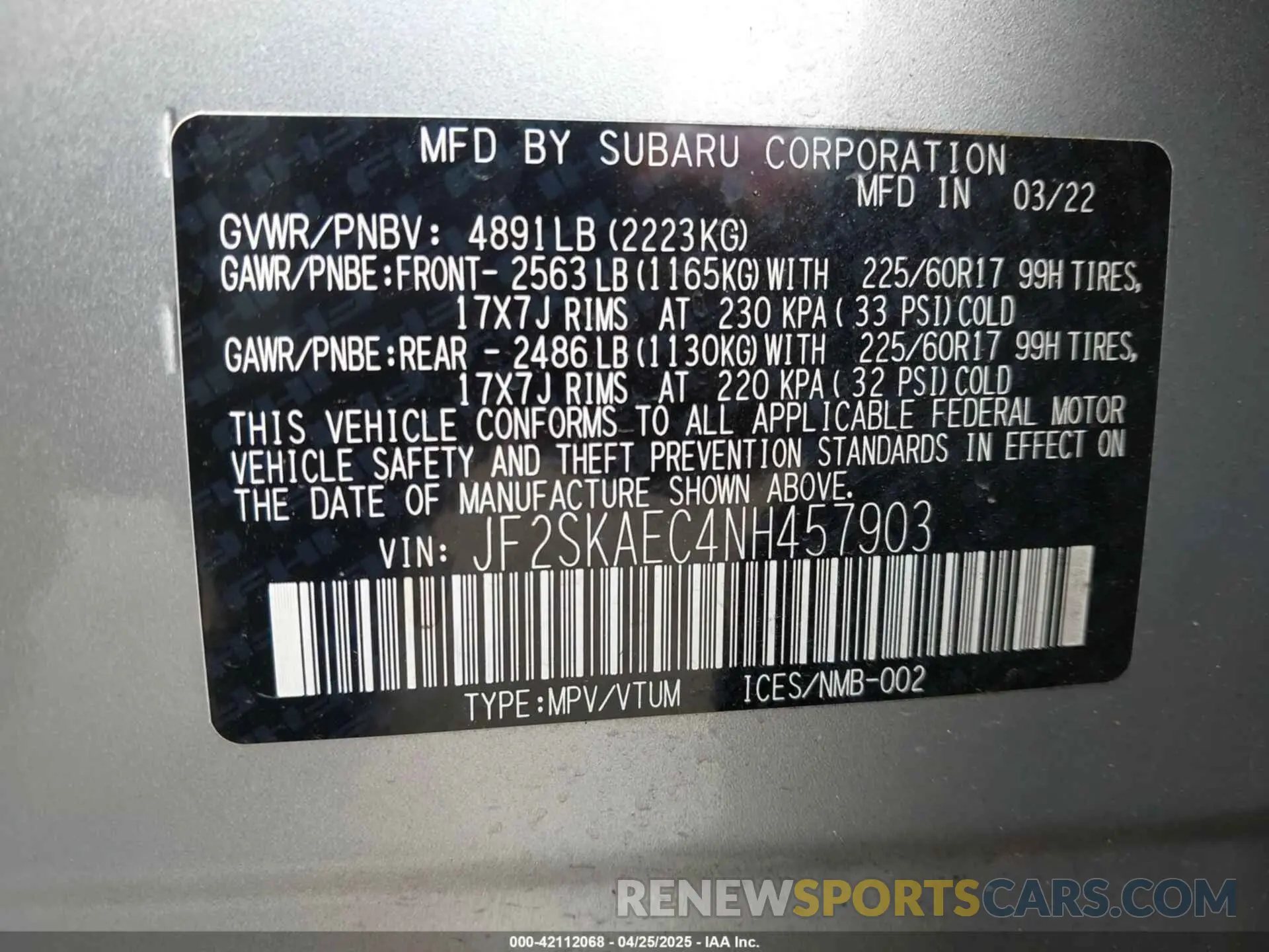 9 Photograph of a damaged car JF2SKAEC4NH457903 SUBARU FORESTER 2022