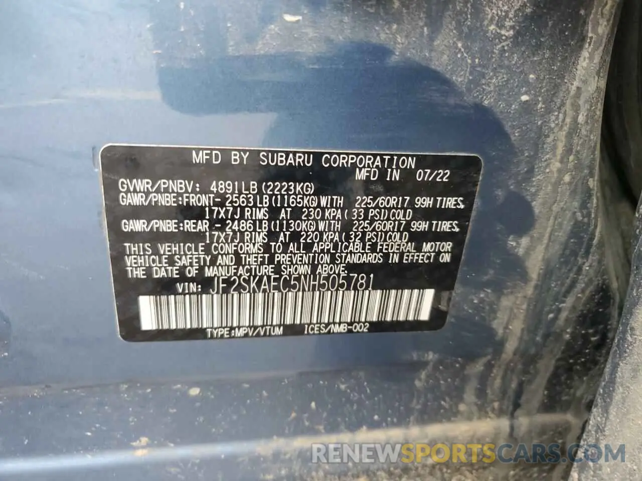 13 Photograph of a damaged car JF2SKAEC5NH505781 SUBARU FORESTER 2022