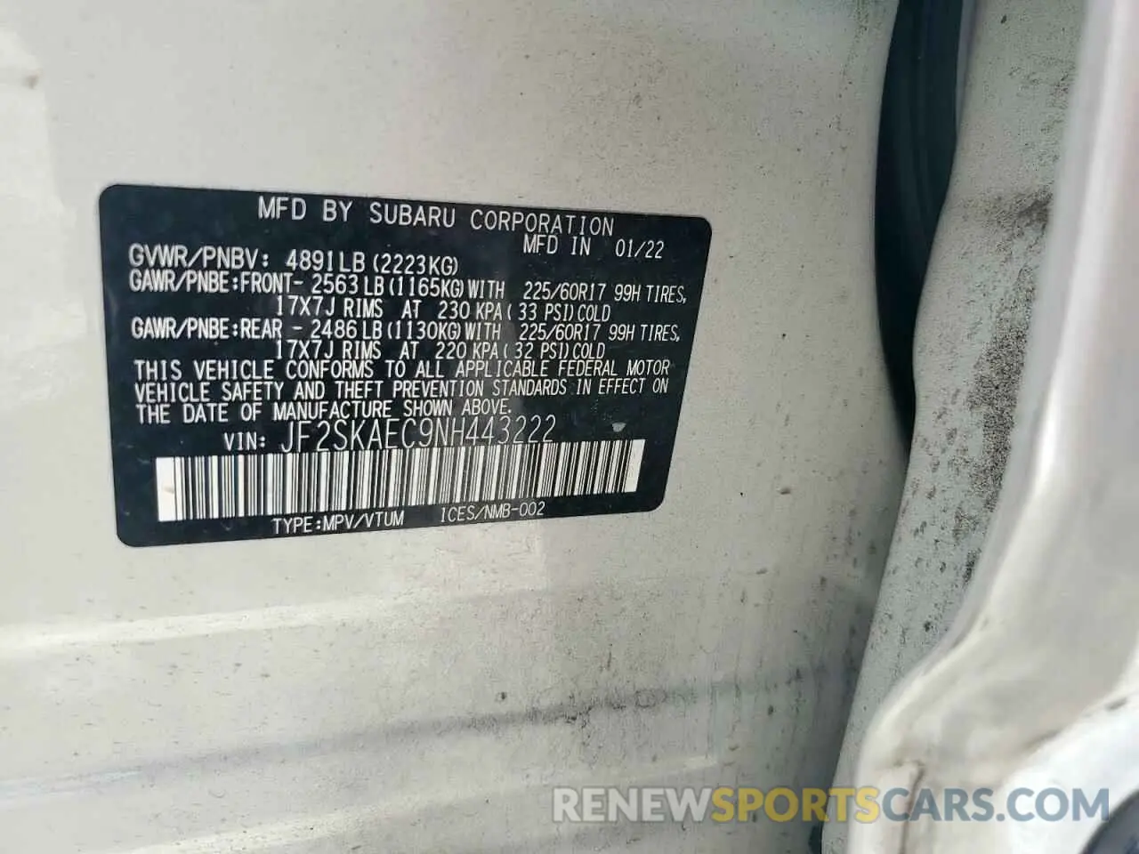 13 Photograph of a damaged car JF2SKAEC9NH443222 SUBARU FORESTER 2022
