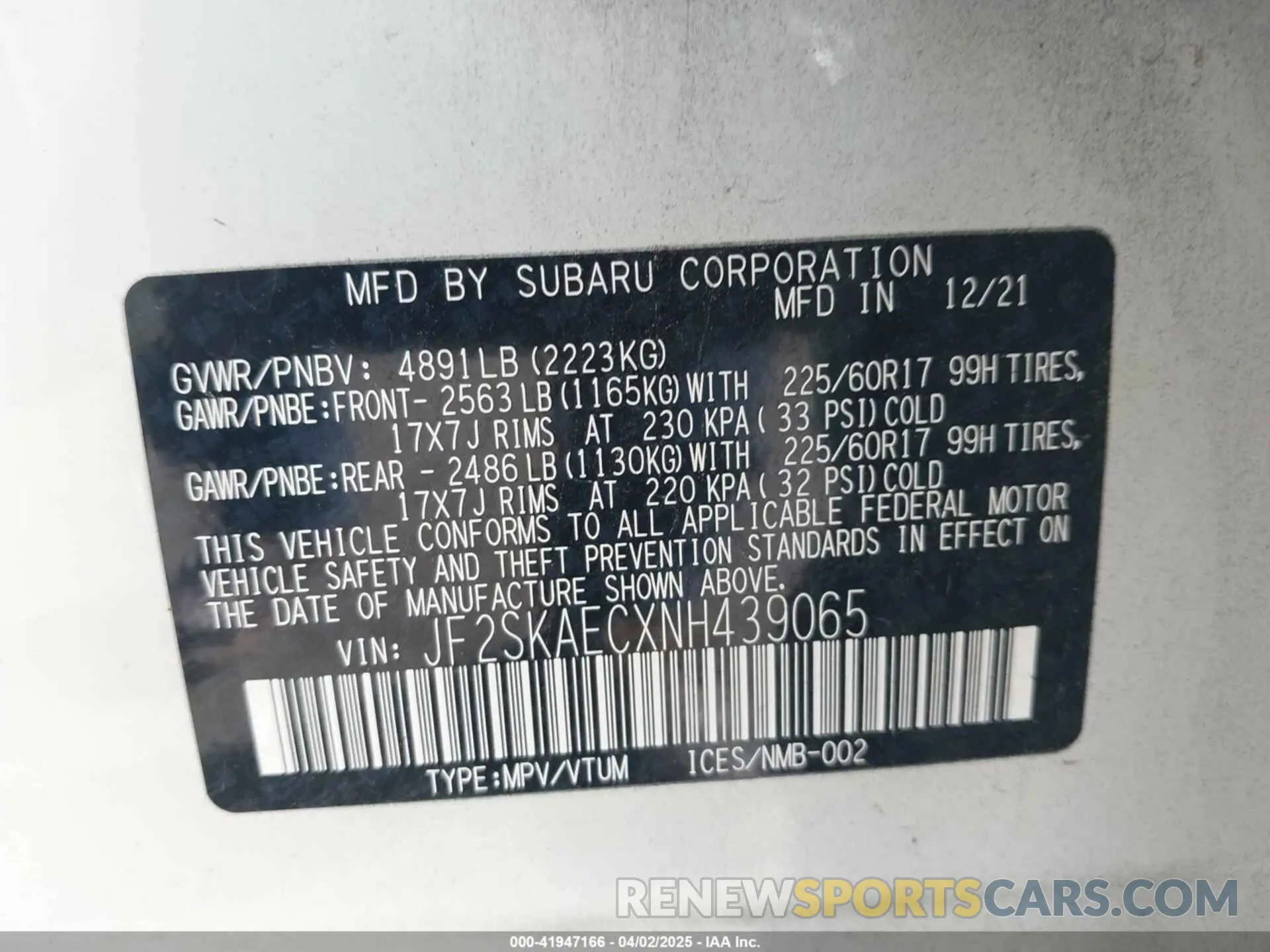 9 Photograph of a damaged car JF2SKAECXNH439065 SUBARU FORESTER 2022