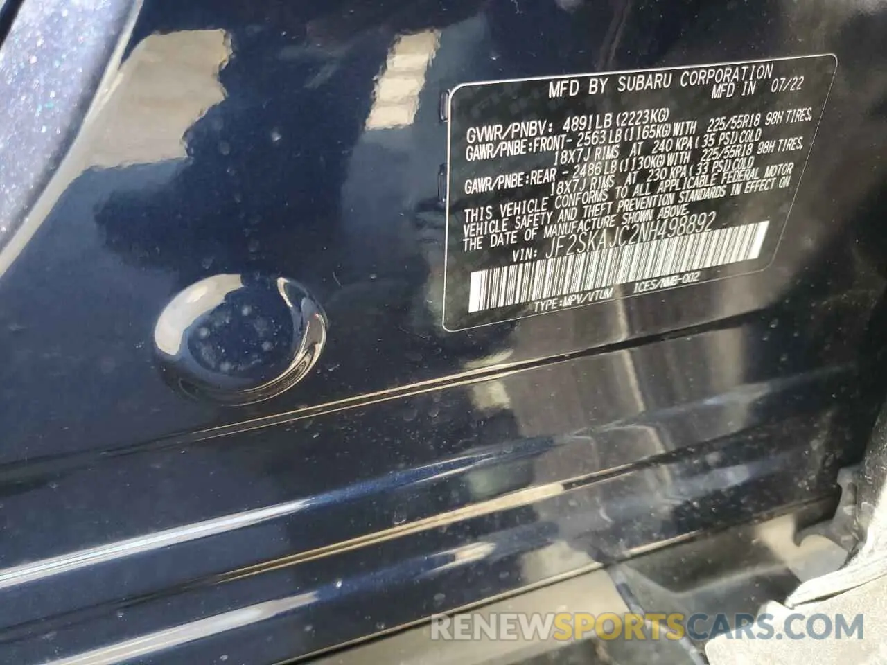 13 Photograph of a damaged car JF2SKAJC2NH498892 SUBARU FORESTER 2022
