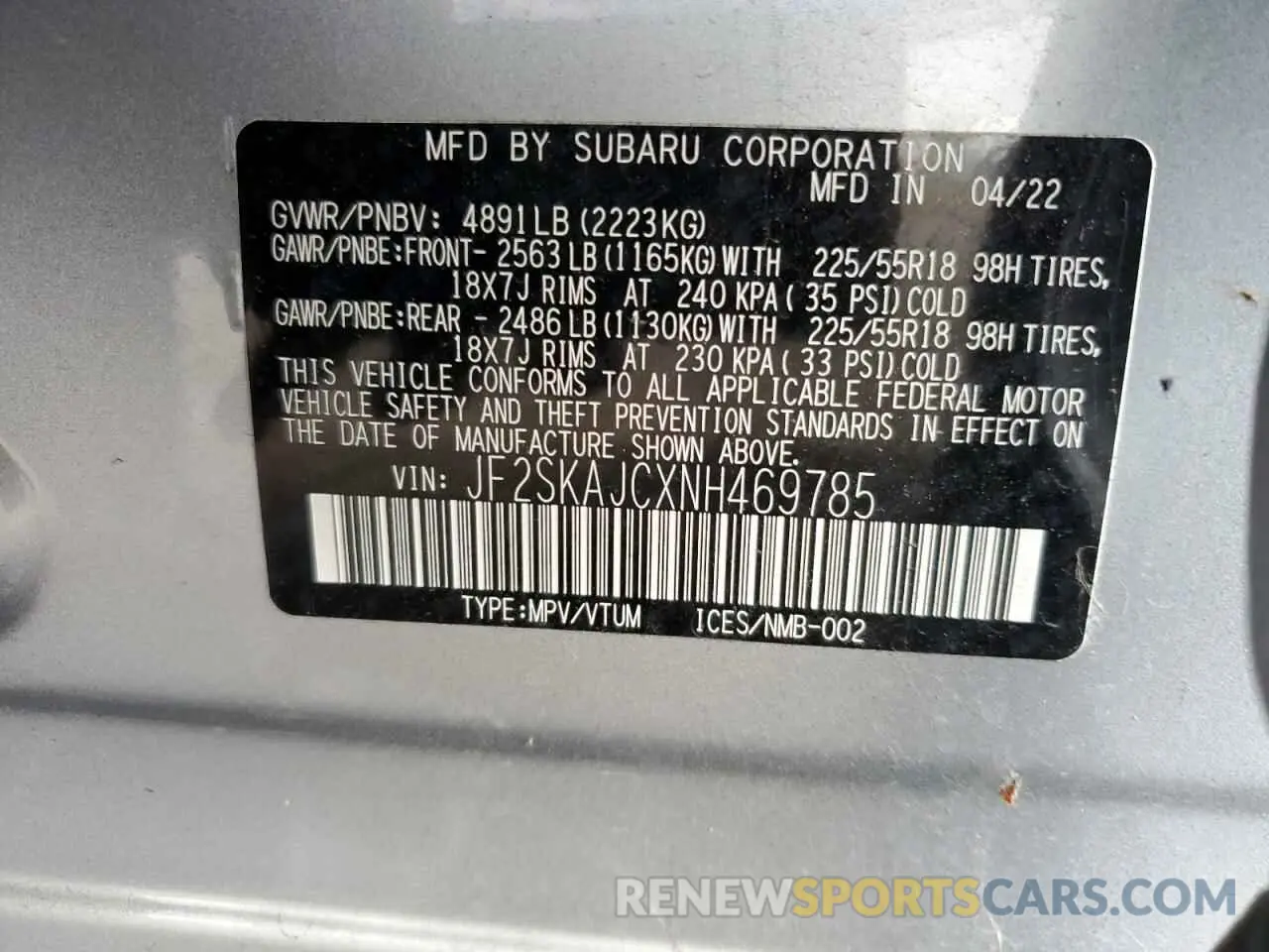 13 Photograph of a damaged car JF2SKAJCXNH469785 SUBARU FORESTER 2022
