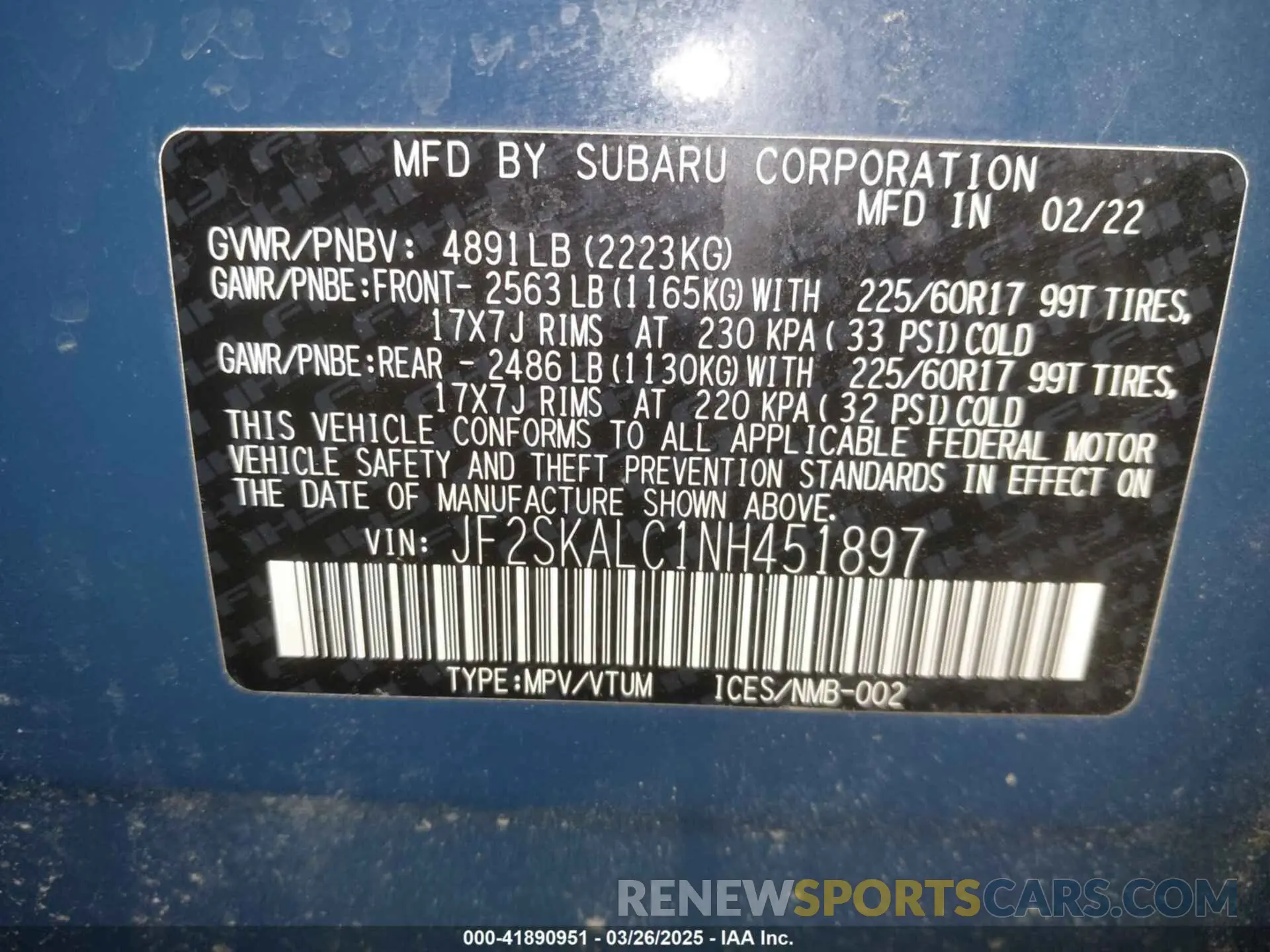 9 Photograph of a damaged car JF2SKALC1NH451897 SUBARU FORESTER 2022