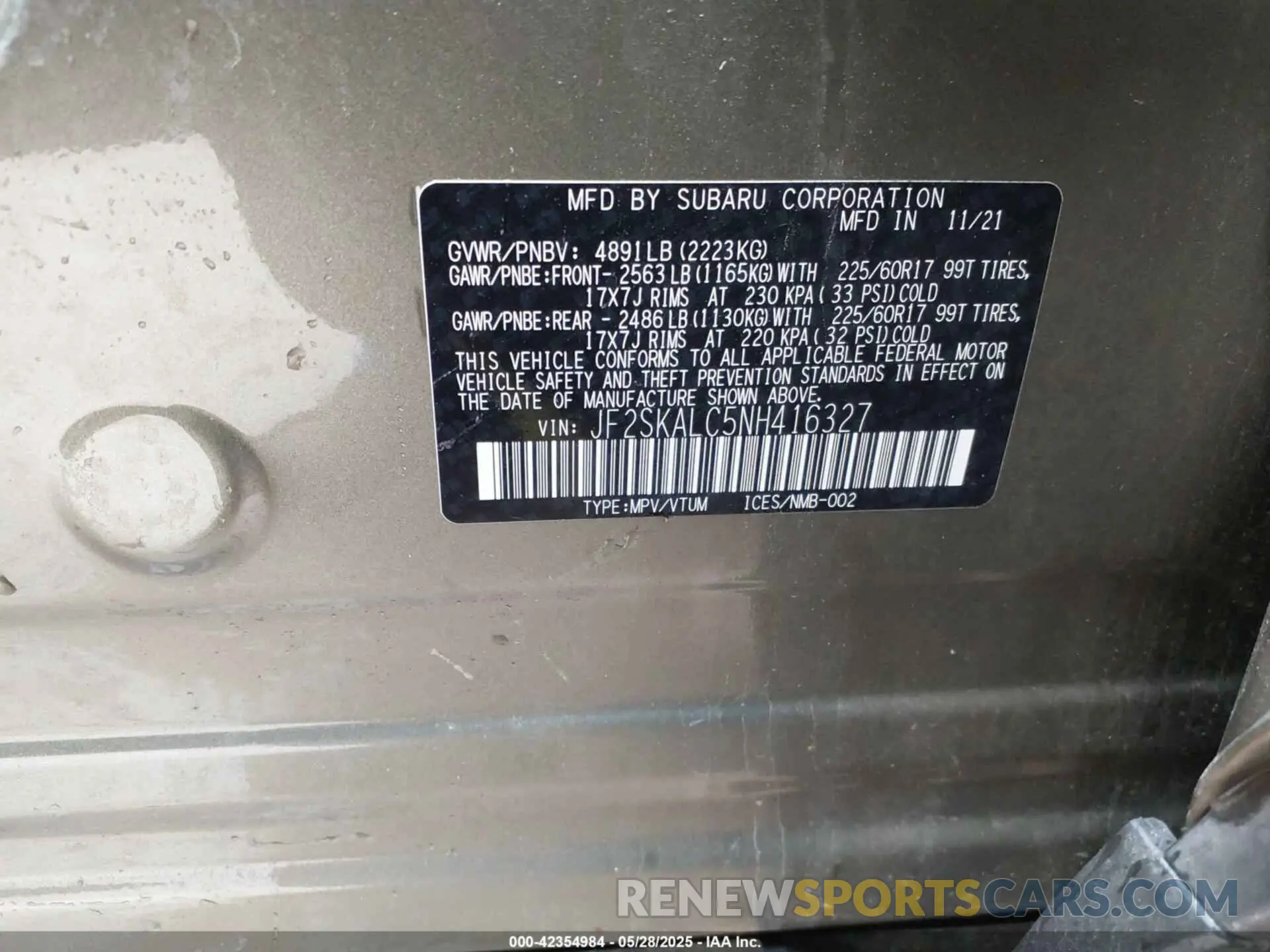 9 Photograph of a damaged car JF2SKALC5NH416327 SUBARU FORESTER 2022