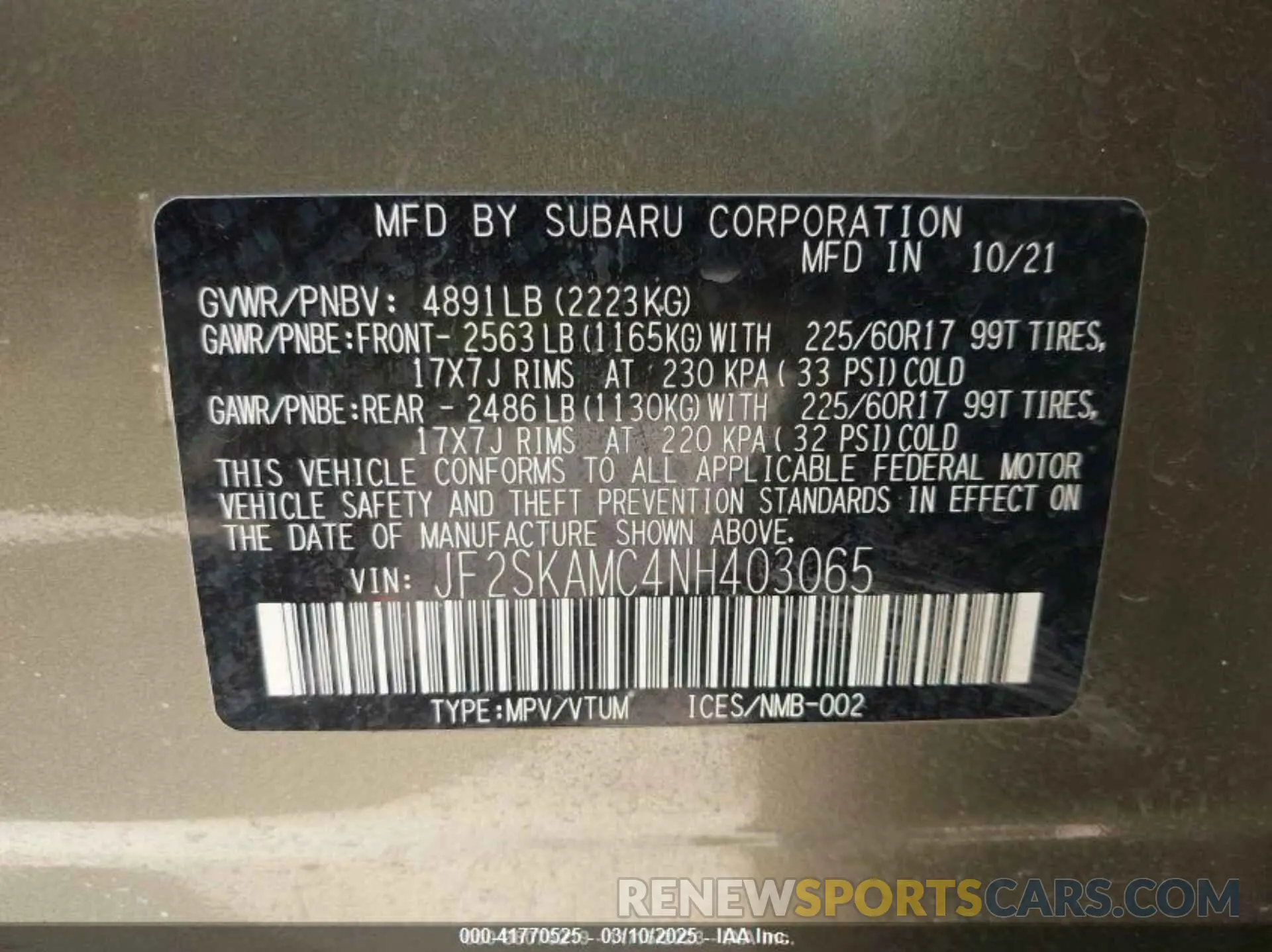 9 Photograph of a damaged car JF2SKAMC4NH403065 SUBARU FORESTER 2022