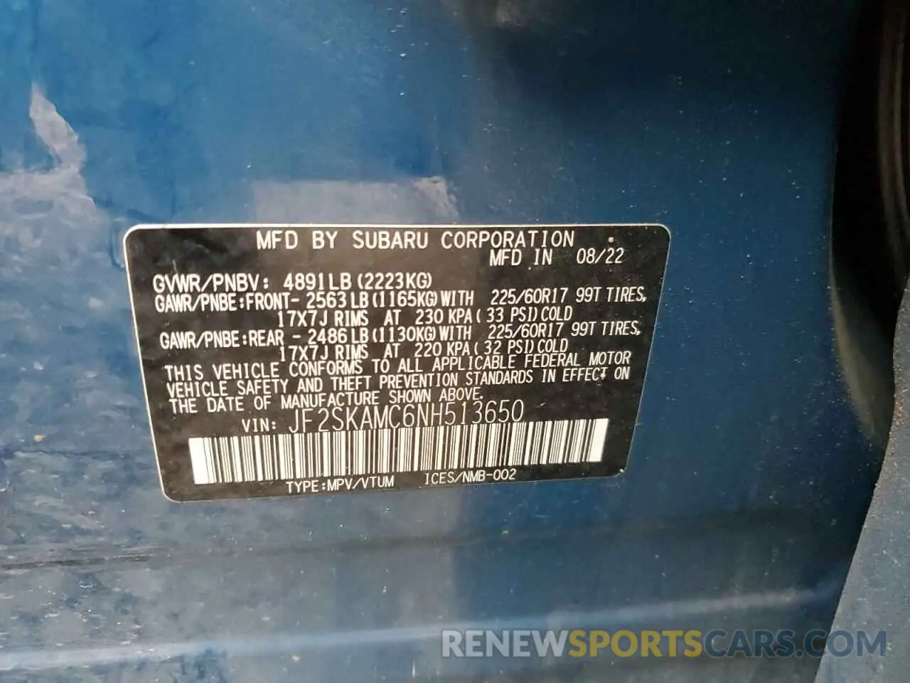 13 Photograph of a damaged car JF2SKAMC6NH513650 SUBARU FORESTER 2022
