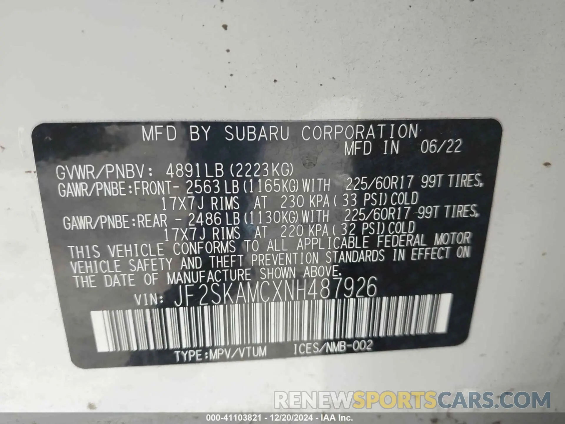 9 Photograph of a damaged car JF2SKAMCXNH487926 SUBARU FORESTER 2022