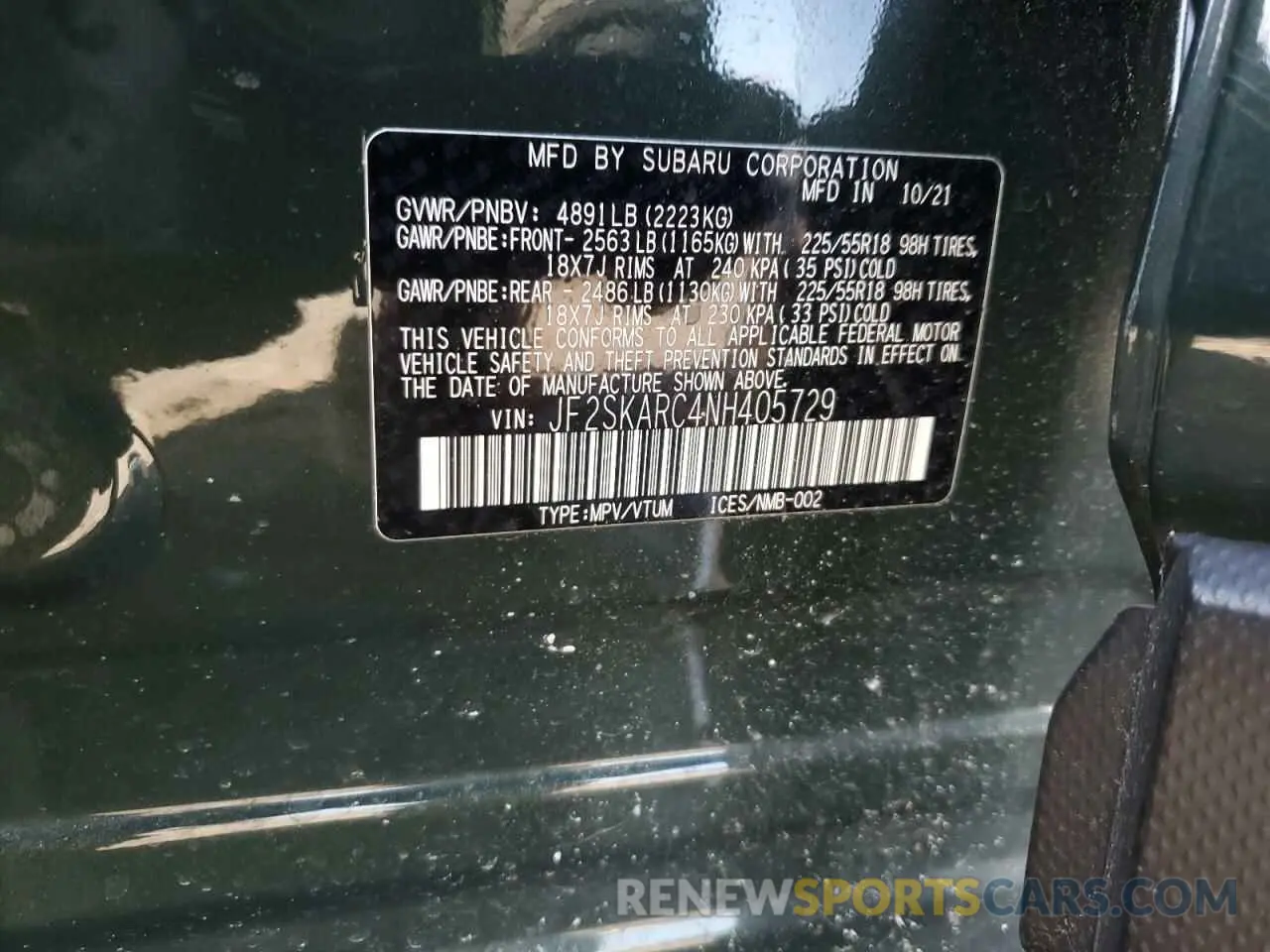 16 Photograph of a damaged car JF2SKARC4NH405729 SUBARU FORESTER 2022