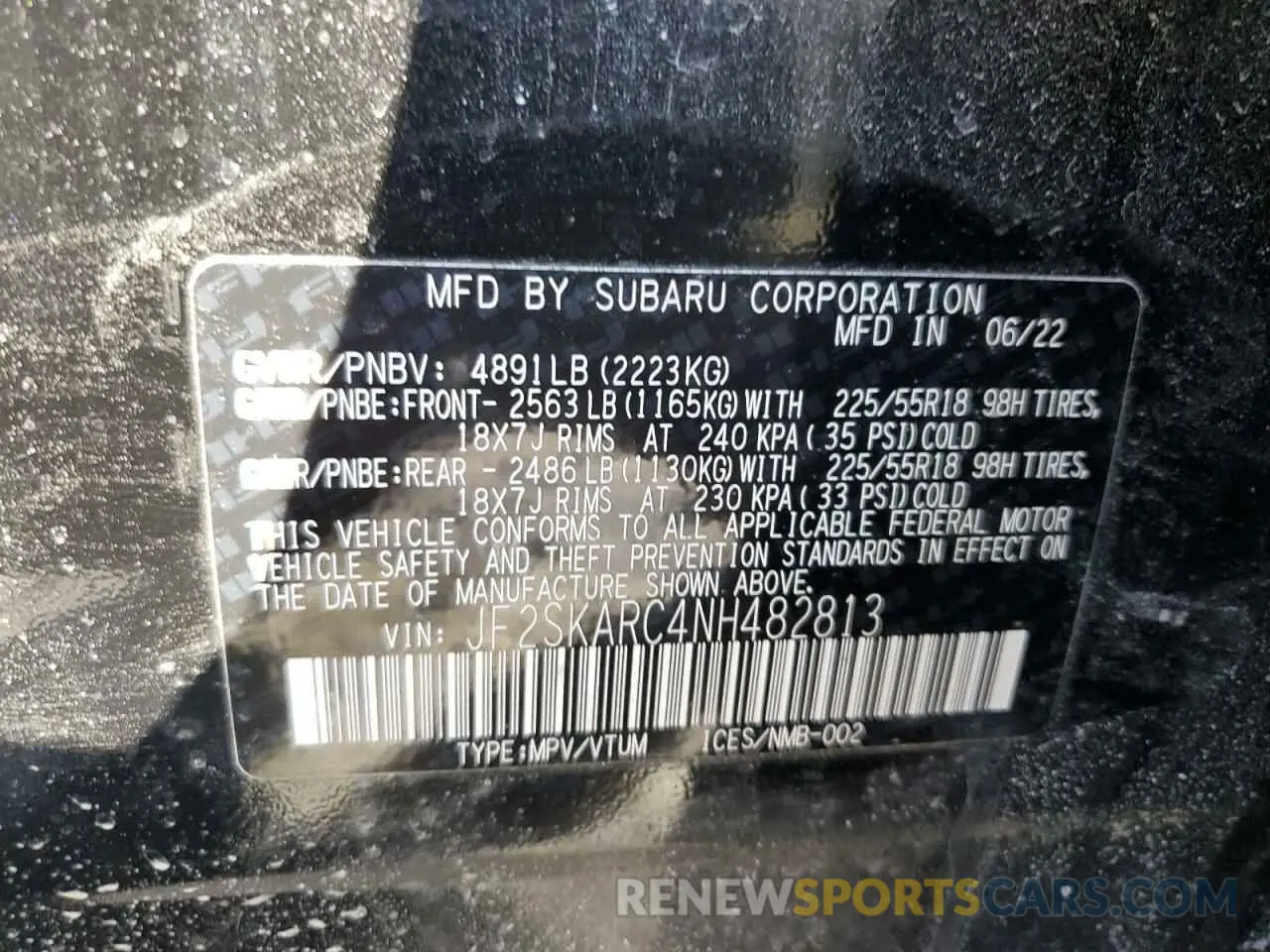 14 Photograph of a damaged car JF2SKARC4NH482813 SUBARU FORESTER 2022