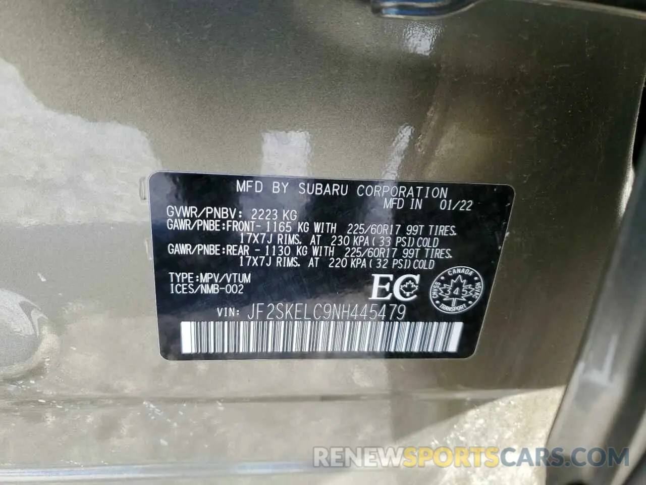 13 Photograph of a damaged car JF2SKELC9NH445479 SUBARU FORESTER 2022