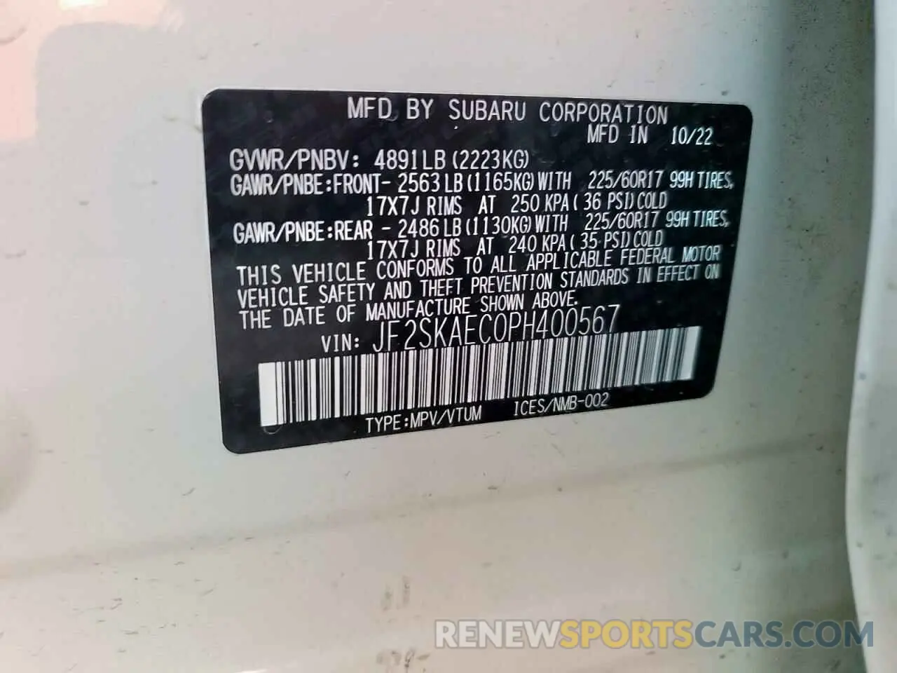 14 Photograph of a damaged car JF2SKAEC0PH400567 SUBARU FORESTER 2023