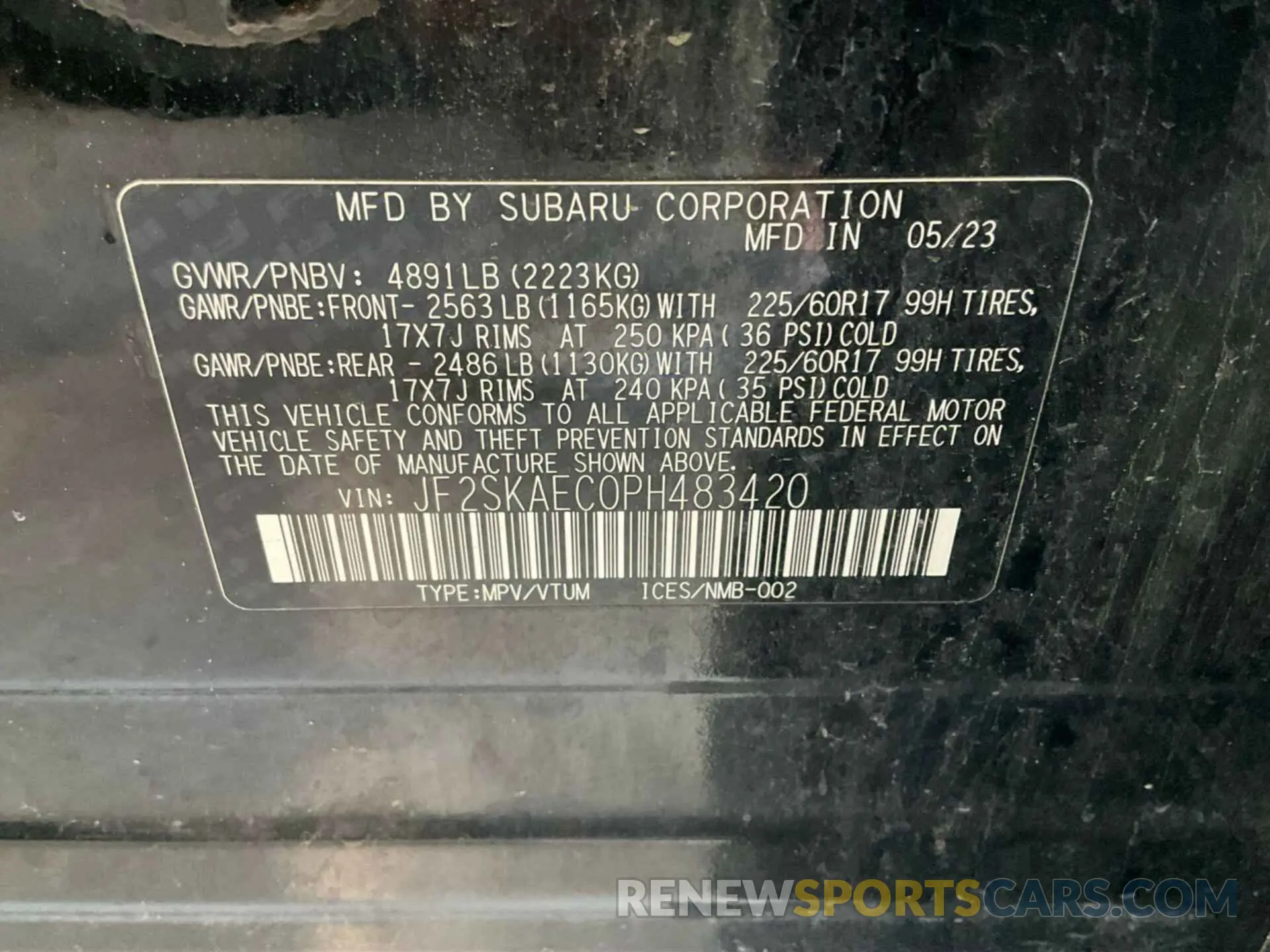 5 Photograph of a damaged car JF2SKAEC0PH483420 SUBARU FORESTER 2023