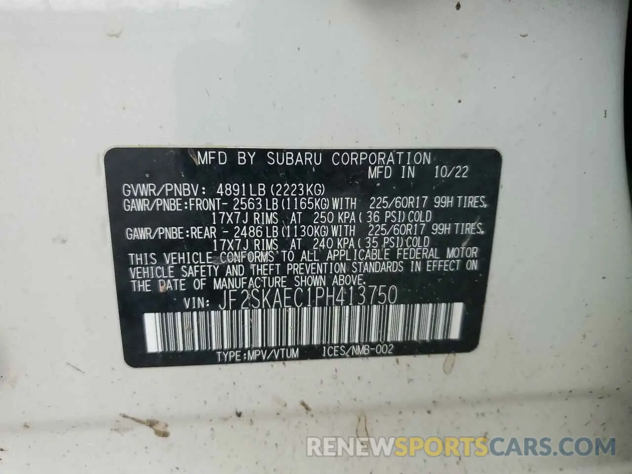 14 Photograph of a damaged car JF2SKAEC1PH413750 SUBARU FORESTER 2023