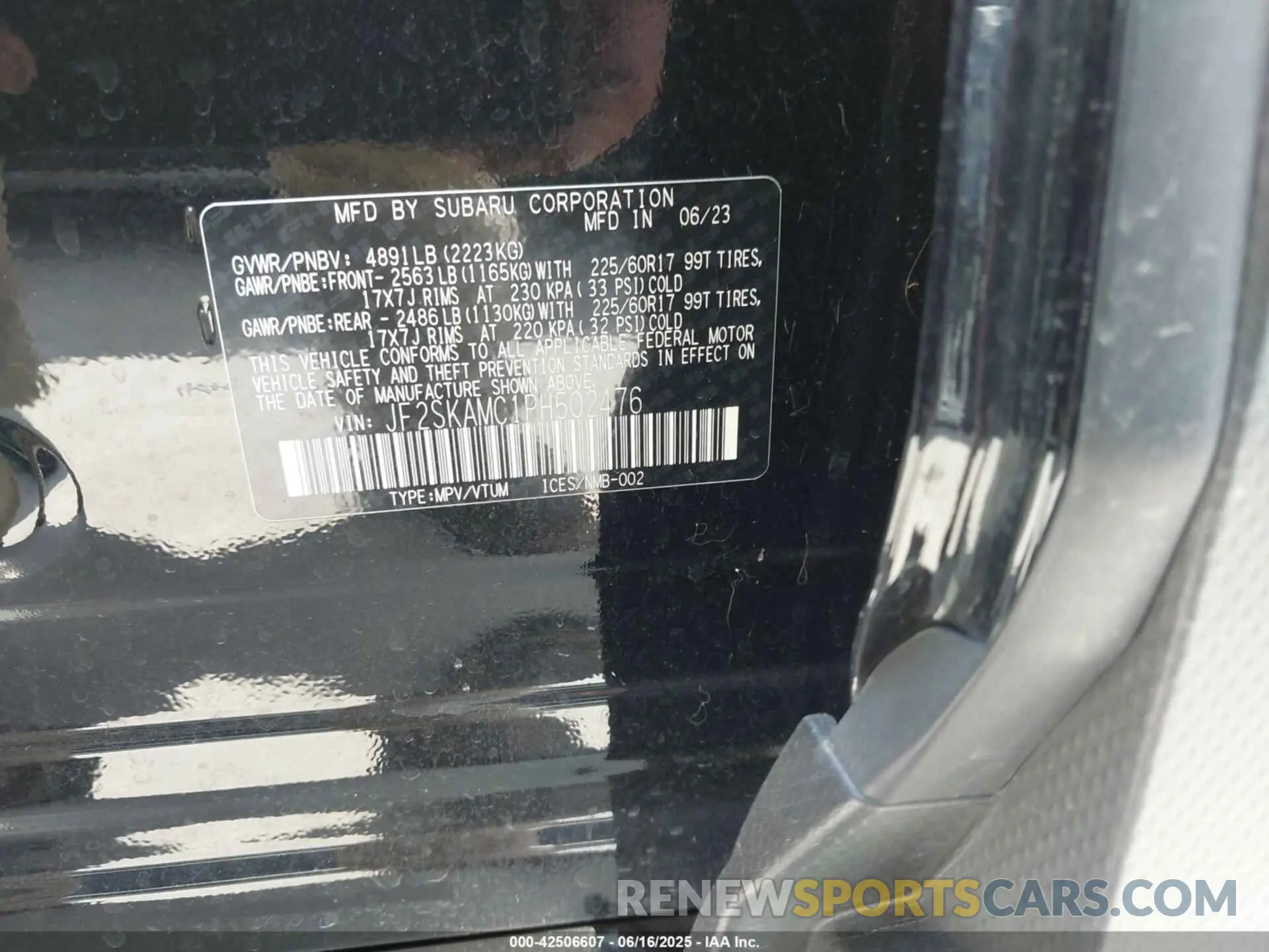 9 Photograph of a damaged car JF2SKAMC1PH502476 SUBARU FORESTER 2023