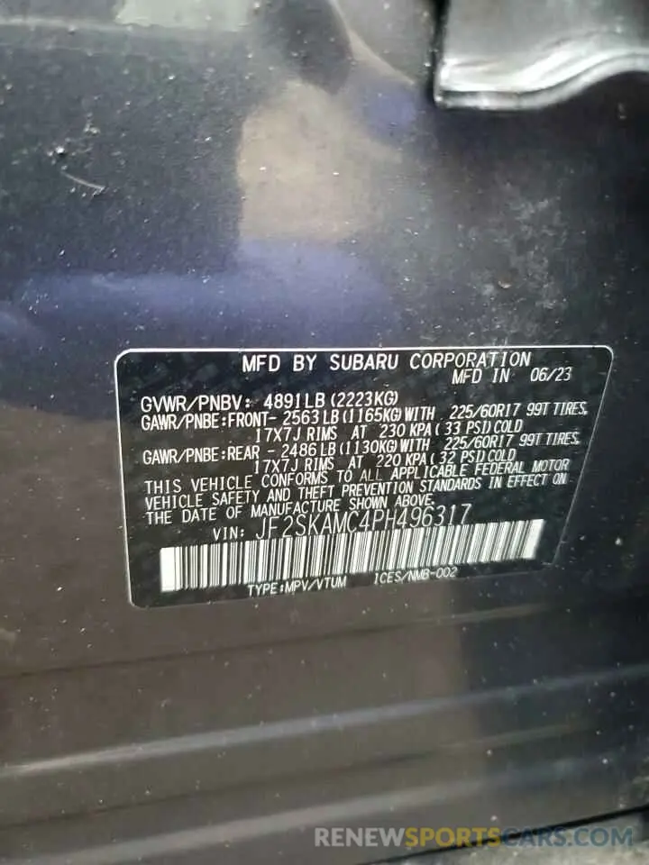 13 Photograph of a damaged car JF2SKAMC4PH496317 SUBARU FORESTER 2023