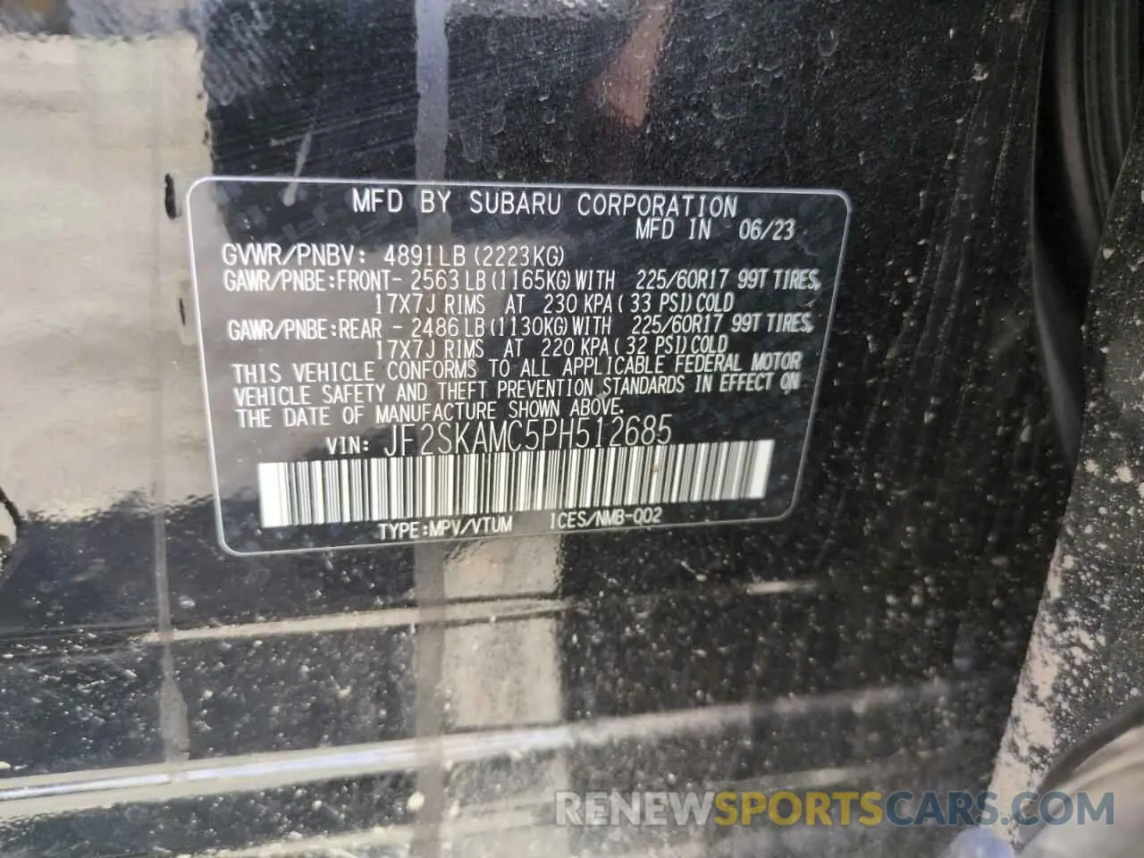 14 Photograph of a damaged car JF2SKAMC5PH512685 SUBARU FORESTER 2023