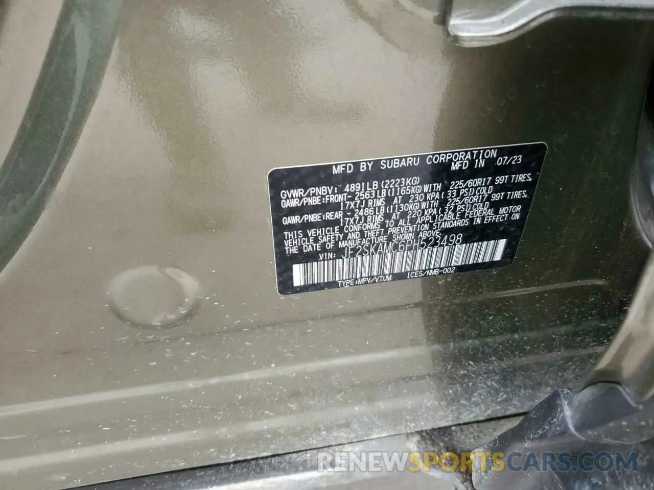 15 Photograph of a damaged car JF2SKAMC6PH523498 SUBARU FORESTER 2023