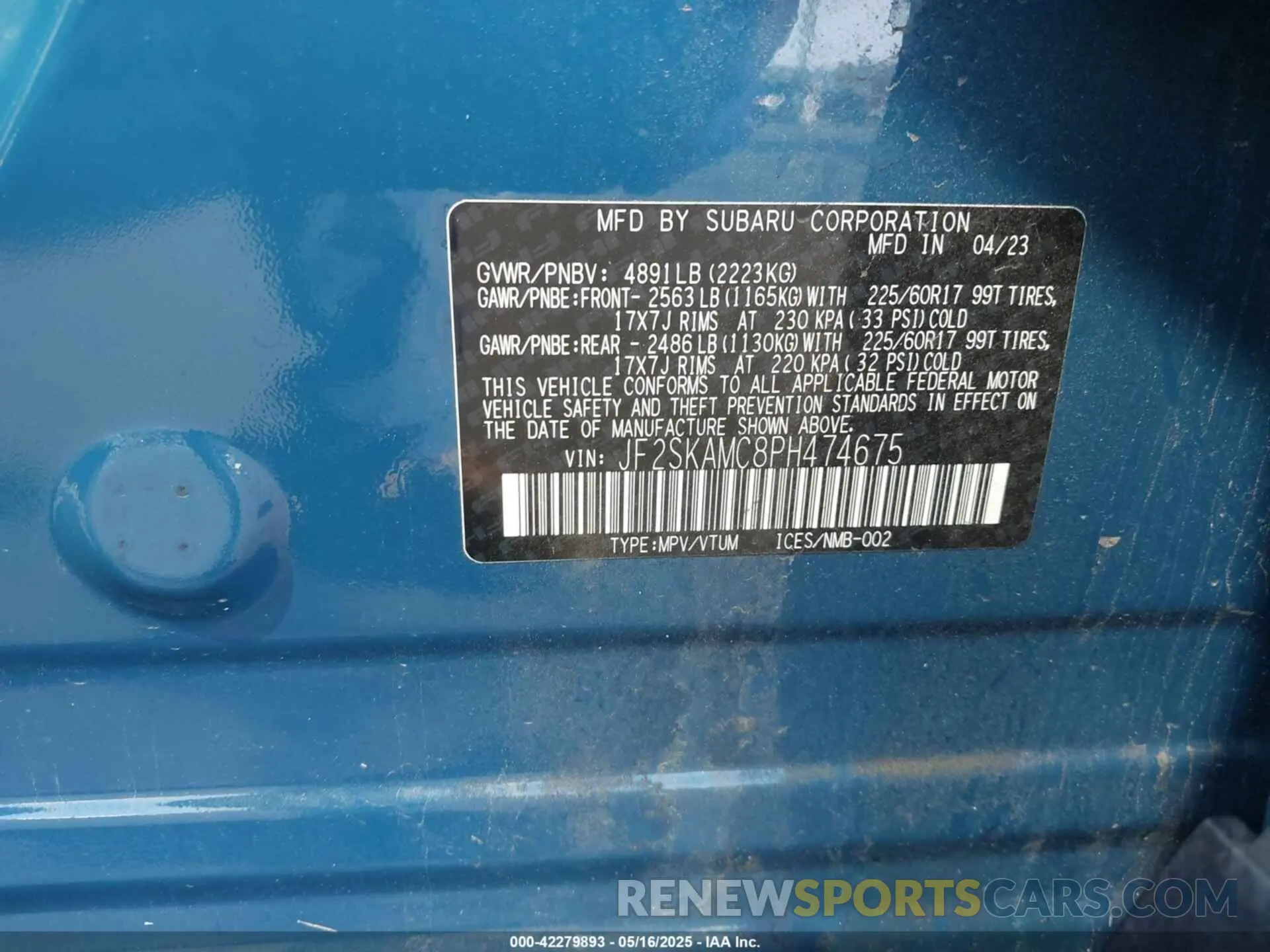 9 Photograph of a damaged car JF2SKAMC8PH474675 SUBARU FORESTER 2023