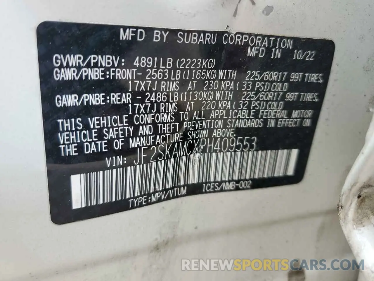 13 Photograph of a damaged car JF2SKAMCXPH409553 SUBARU FORESTER 2023
