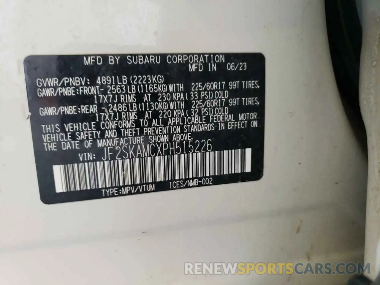 13 Photograph of a damaged car JF2SKAMCXPH515226 SUBARU FORESTER 2023