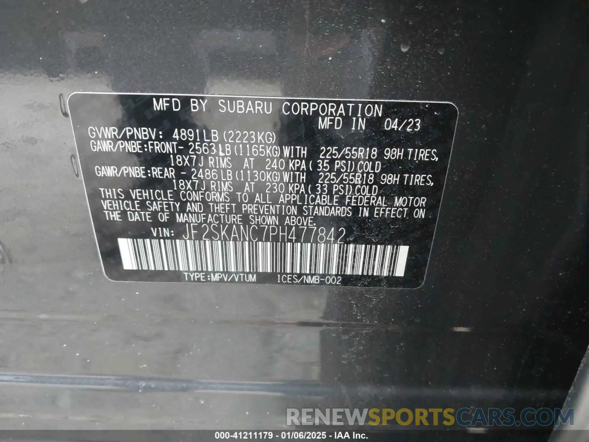 9 Photograph of a damaged car JF2SKANC7PH477842 SUBARU FORESTER 2023