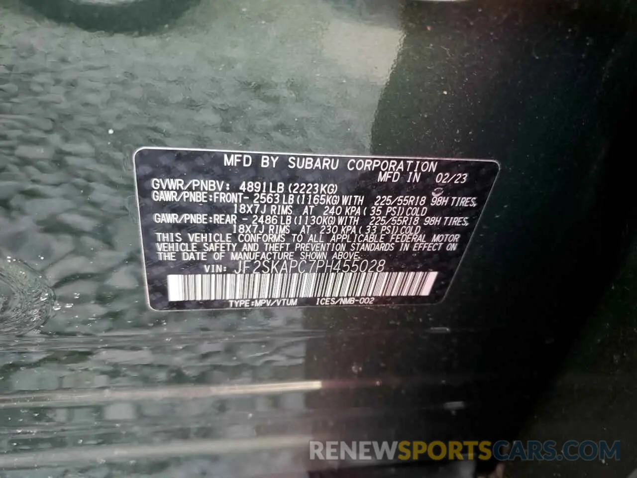 13 Photograph of a damaged car JF2SKAPC7PH455028 SUBARU FORESTER 2023