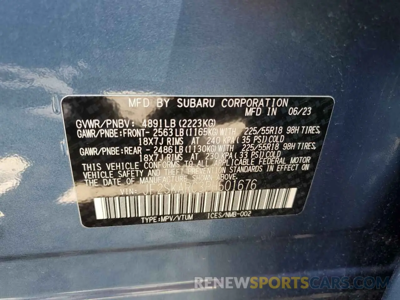 12 Photograph of a damaged car JF2SKARC3PH501676 SUBARU FORESTER 2023