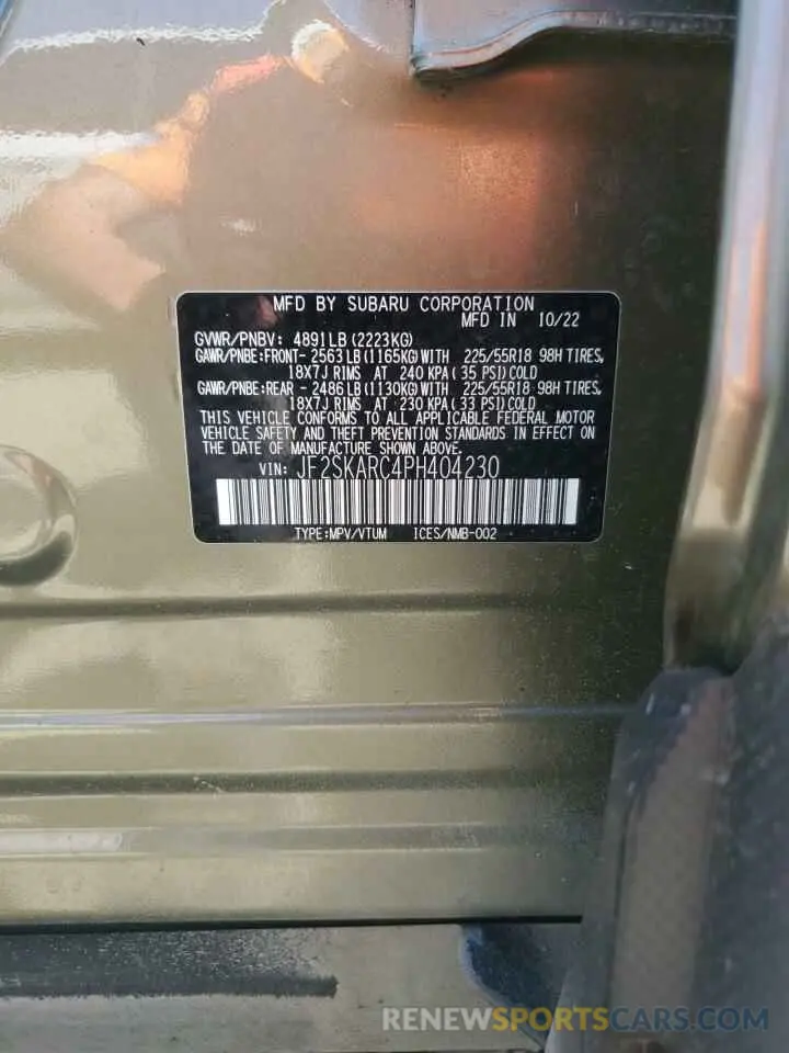 13 Photograph of a damaged car JF2SKARC4PH404230 SUBARU FORESTER 2023
