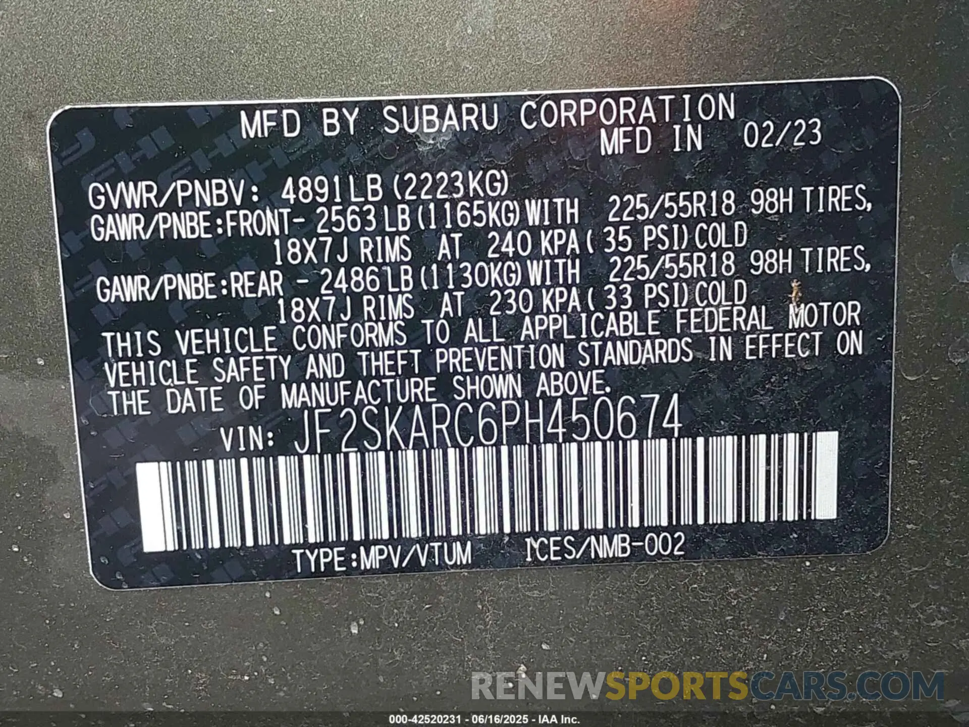 9 Photograph of a damaged car JF2SKARC6PH450674 SUBARU FORESTER 2023