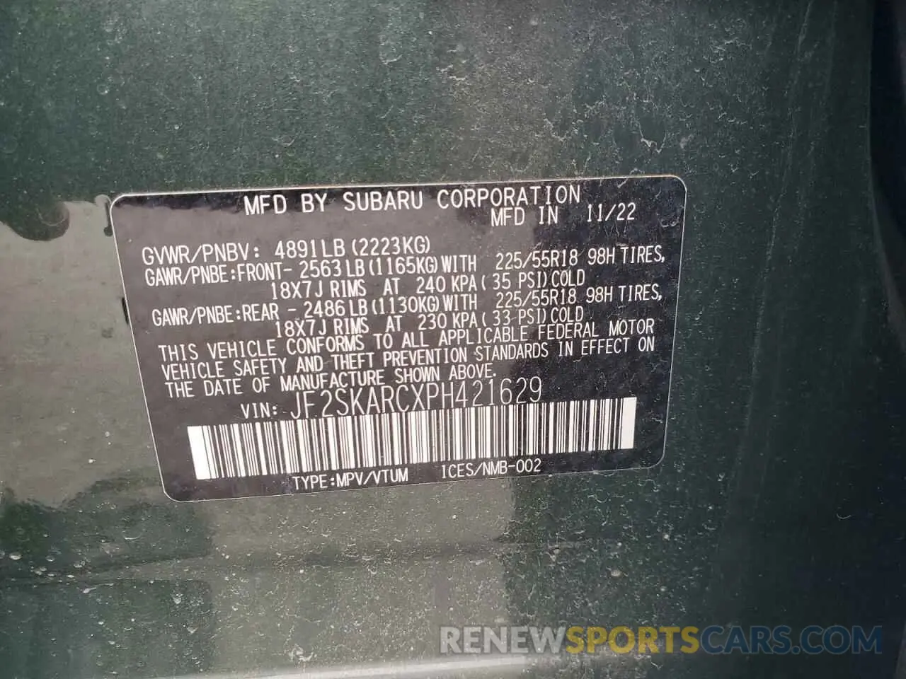 13 Photograph of a damaged car JF2SKARCXPH421629 SUBARU FORESTER 2023