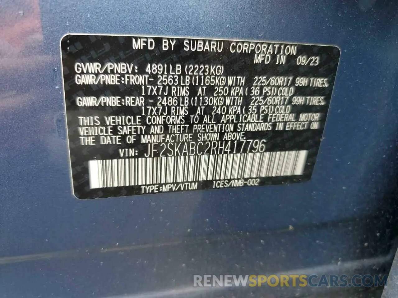 13 Photograph of a damaged car JF2SKABC2RH417796 SUBARU FORESTER 2024
