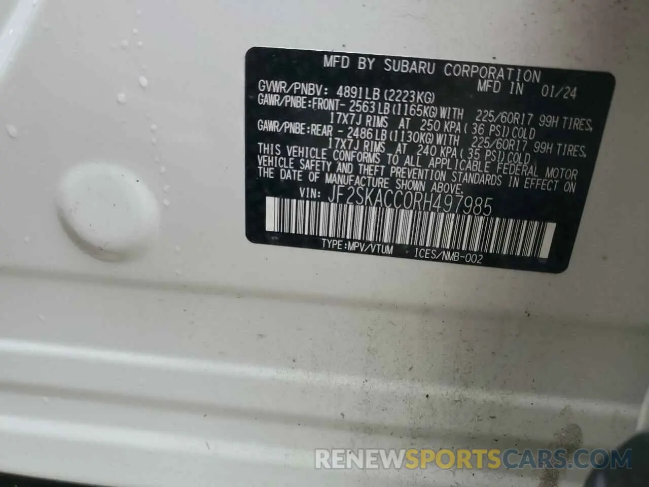 13 Photograph of a damaged car JF2SKACC0RH497985 SUBARU FORESTER 2024