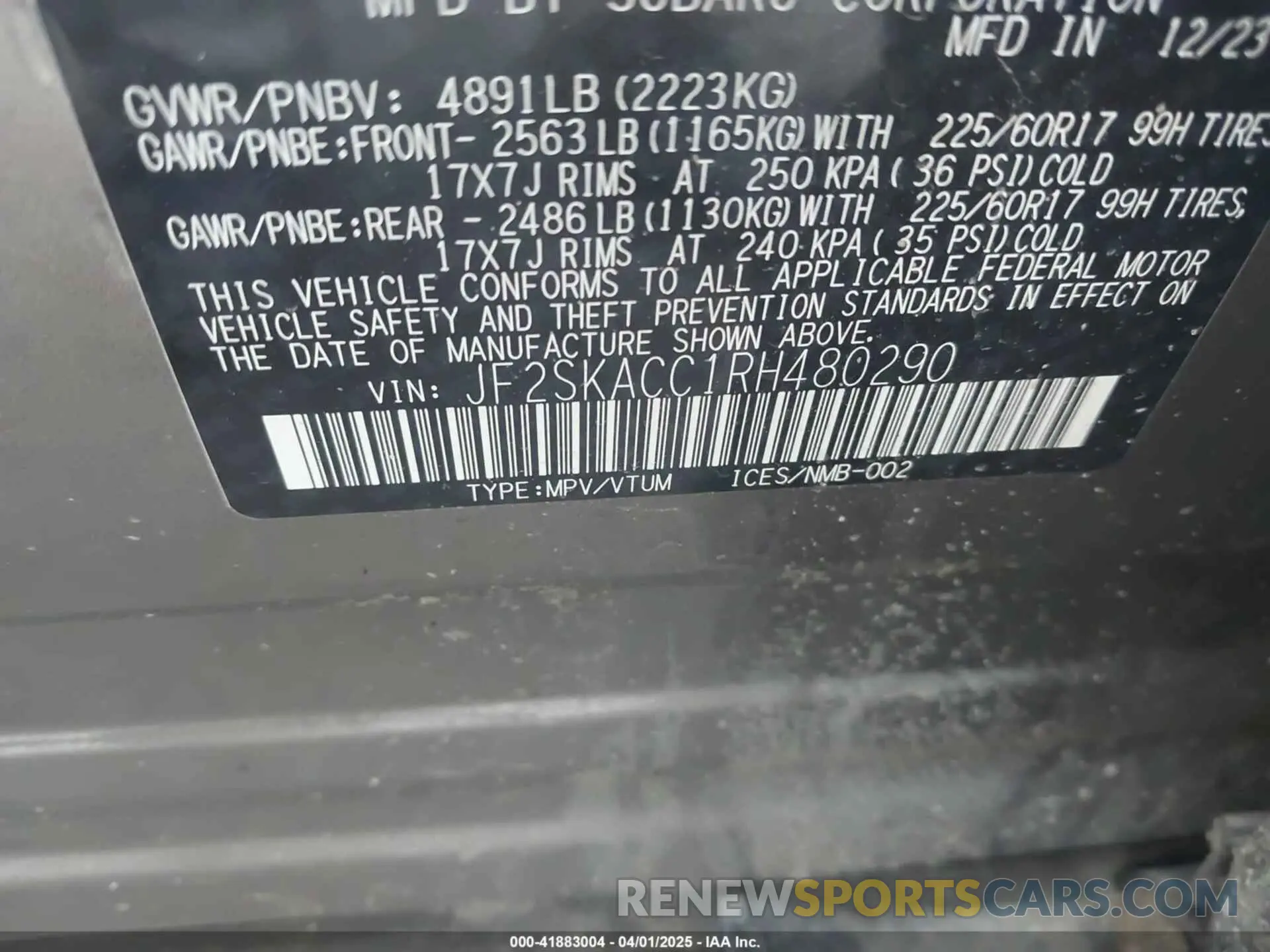 9 Photograph of a damaged car JF2SKACC1RH480290 SUBARU FORESTER 2024