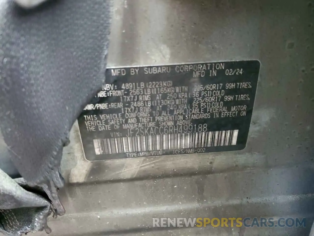 13 Photograph of a damaged car JF2SKACC6RH499188 SUBARU FORESTER 2024