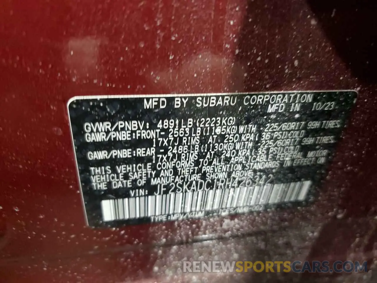 13 Photograph of a damaged car JF2SKADC1RH426342 SUBARU FORESTER 2024