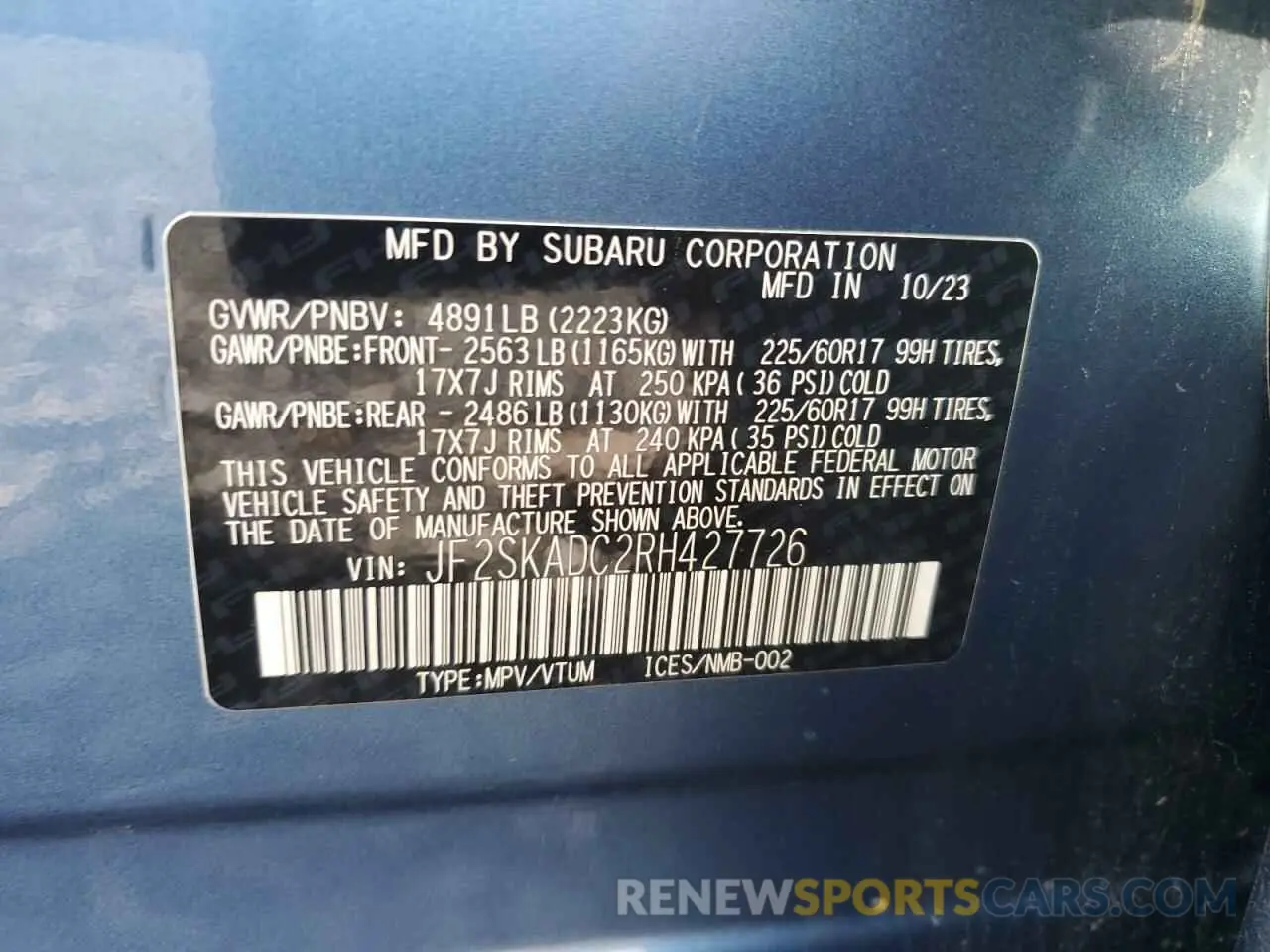 13 Photograph of a damaged car JF2SKADC2RH427726 SUBARU FORESTER 2024