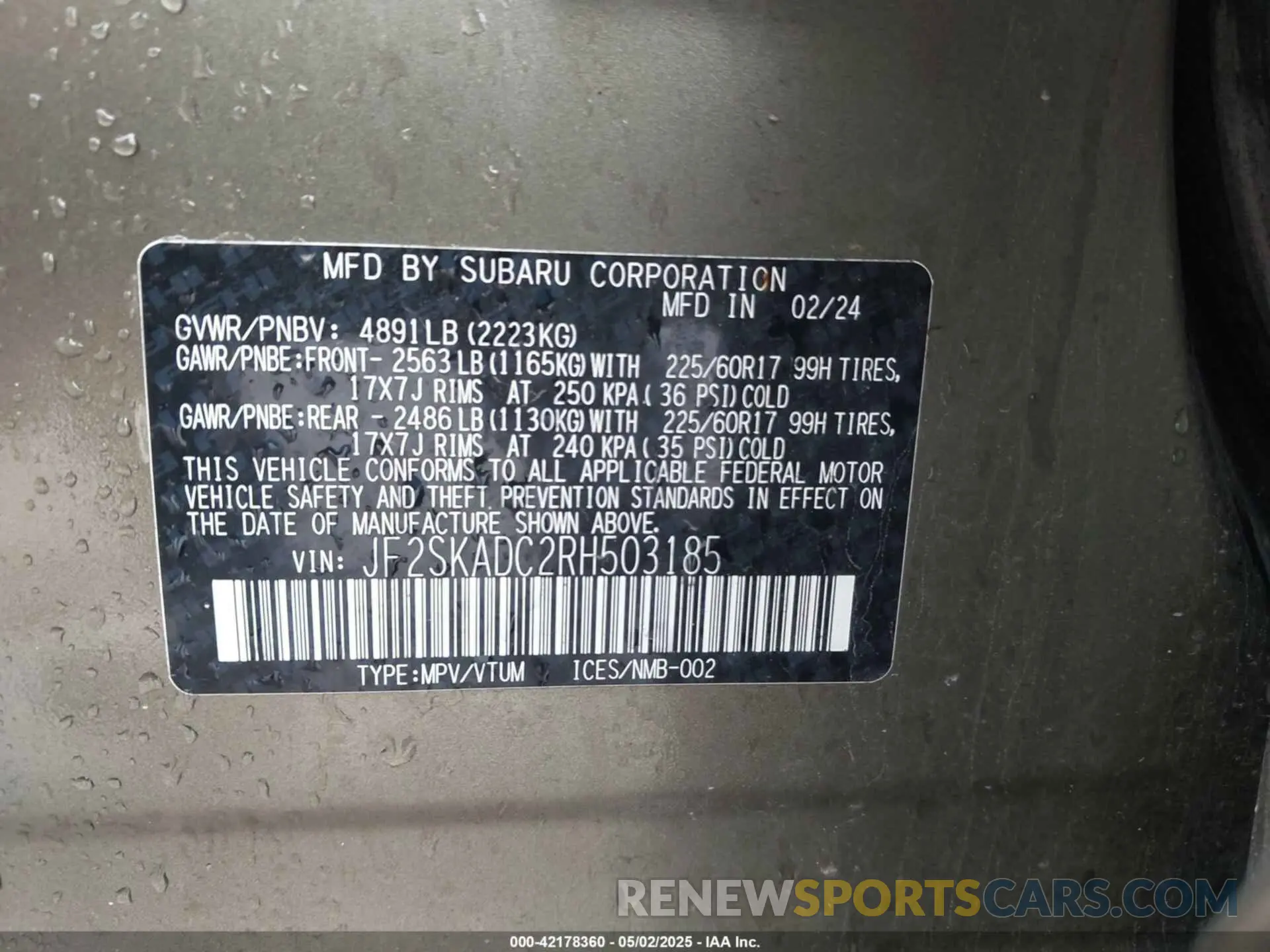 9 Photograph of a damaged car JF2SKADC2RH503185 SUBARU FORESTER 2024