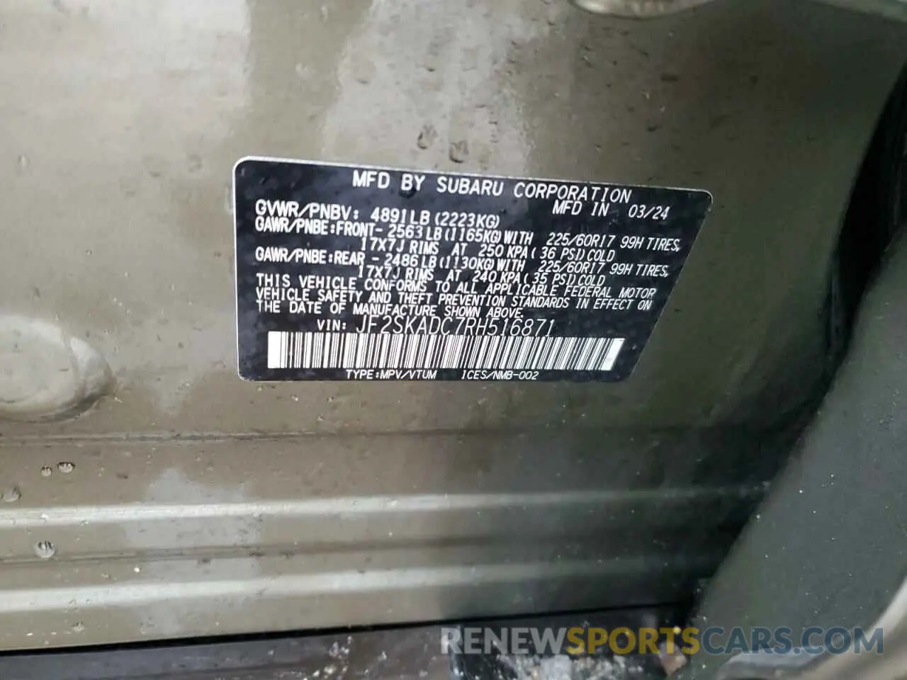 15 Photograph of a damaged car JF2SKADC7RH516871 SUBARU FORESTER 2024
