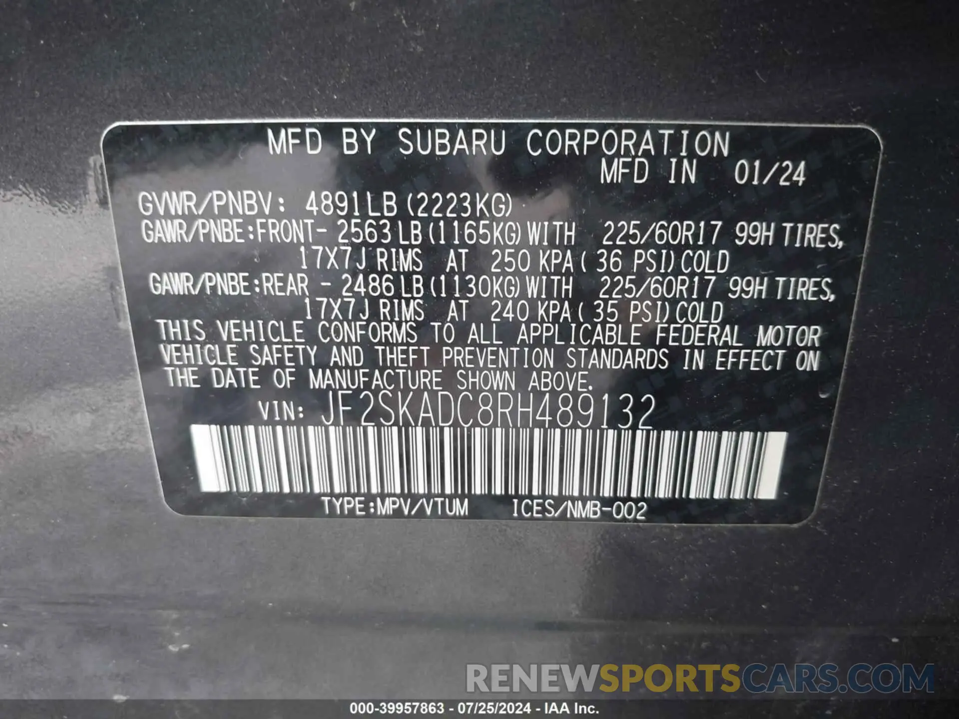 9 Photograph of a damaged car JF2SKADC8RH489132 SUBARU FORESTER 2024