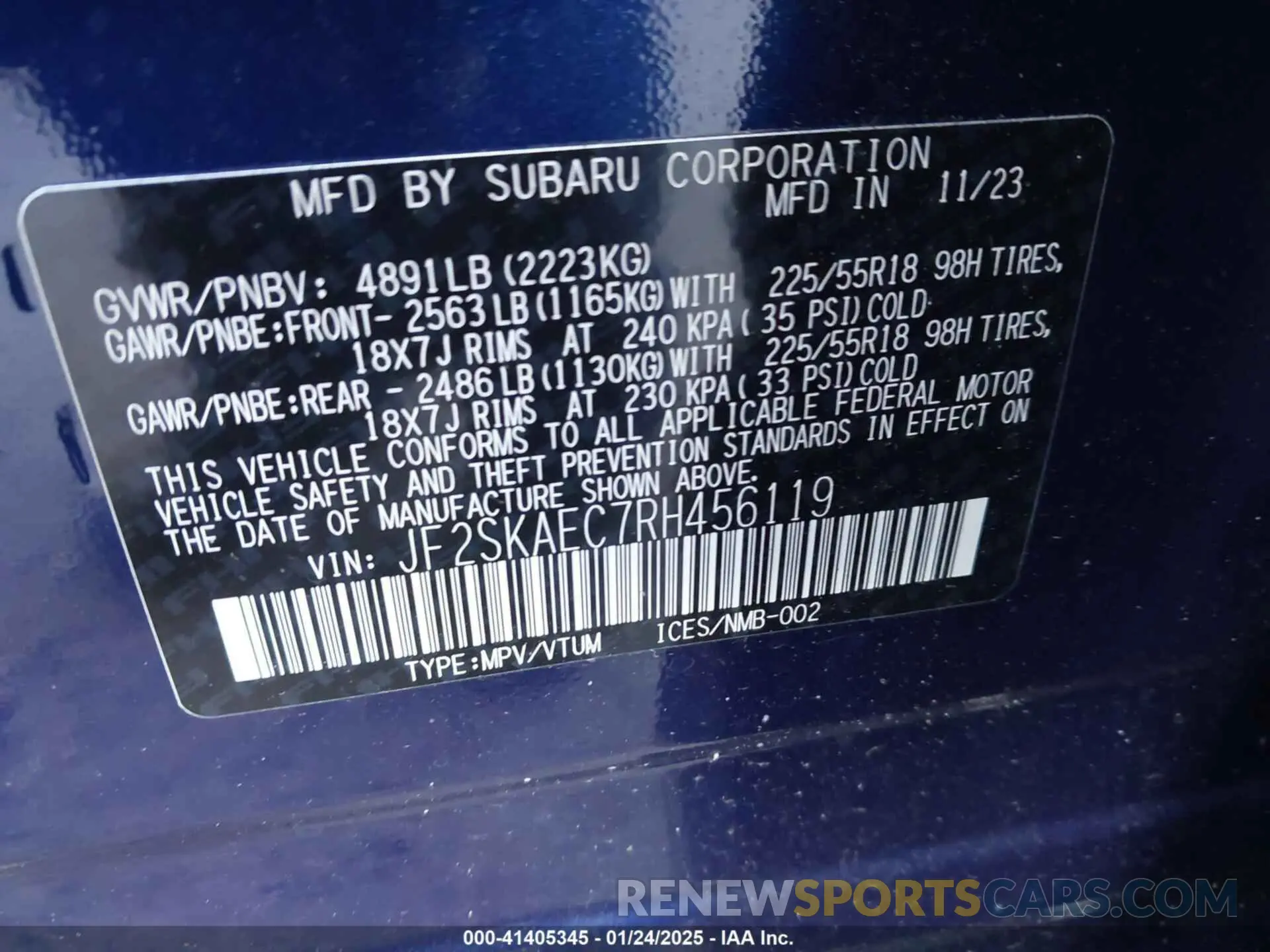 9 Photograph of a damaged car JF2SKAEC7RH456119 SUBARU FORESTER 2024
